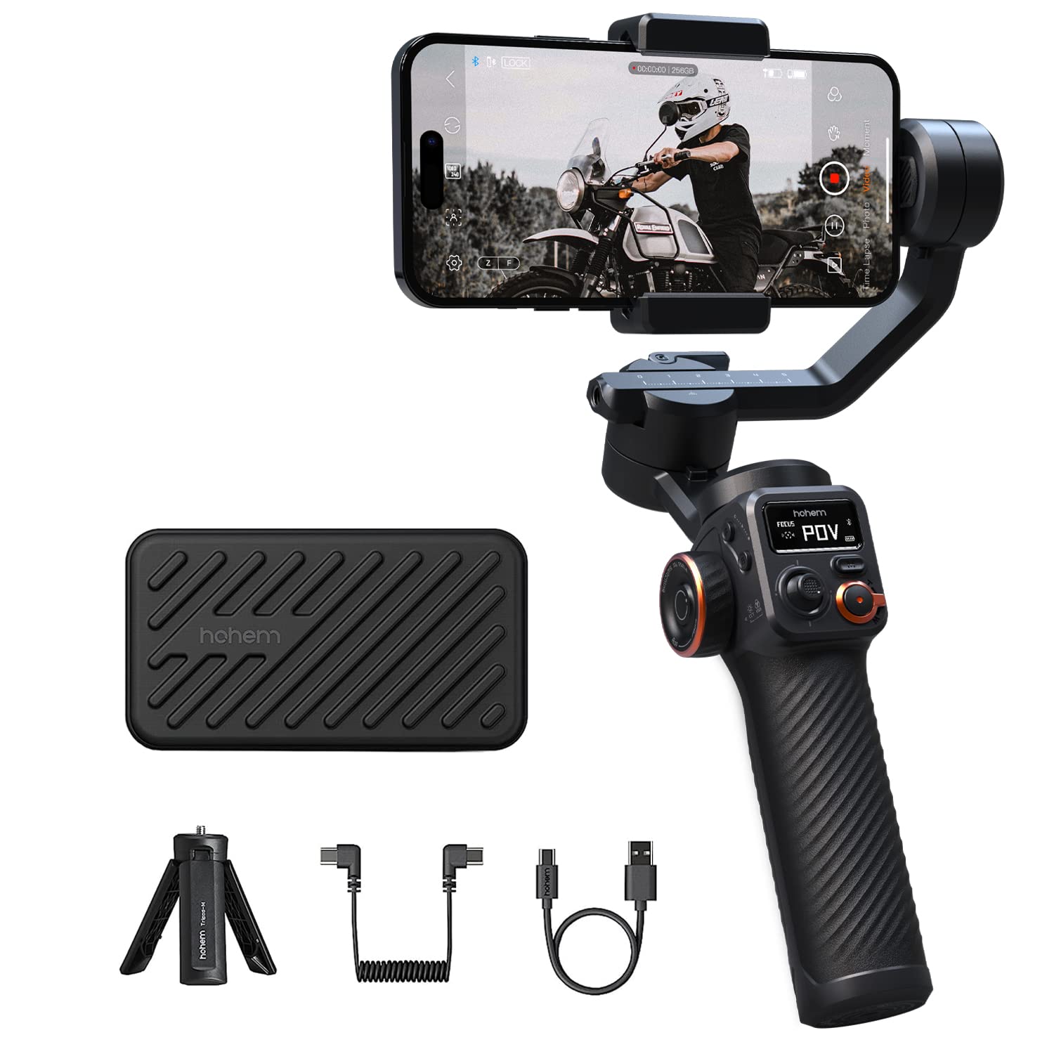 Hohem iSteady M6 3-Axis Smartphone Gimbal Stabilizer with OLED Display - 400g Payload, Reverse Charging for iPhone & Android - Perfect for Vlogging, Travel Videos, and Social Media Content Creation