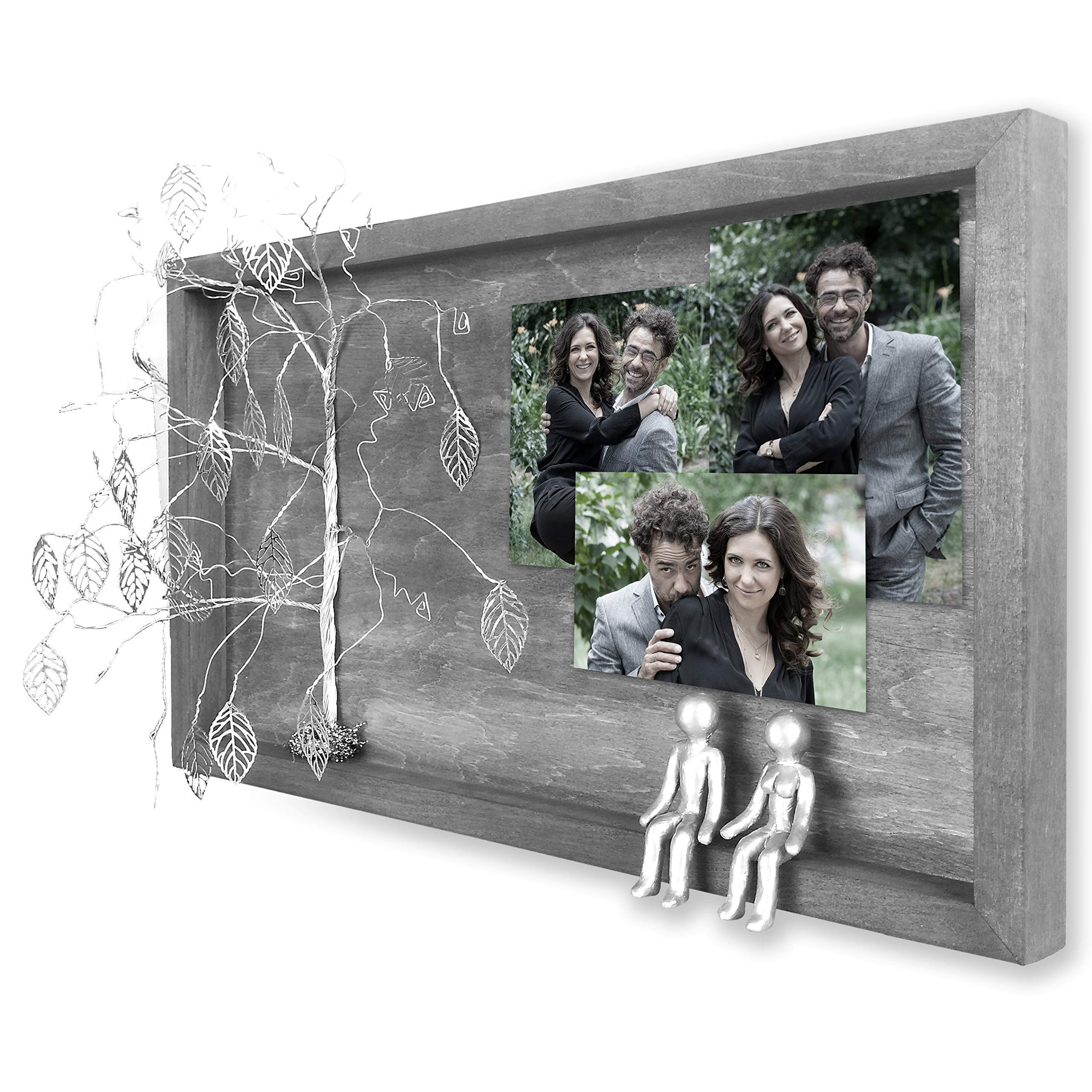Personalized Bronze Willow Family Tree Picture Frame Collage - 1 Month & Year Anniversary Gifts for In-Laws, Him, Wife, Husband, Grandma & Grandparents - Perfect for 8th, 19th, 21st Anniversaries - Wall Decor with 2 Charm Figurines - Ideal for Home Decor & Family Keepsakes