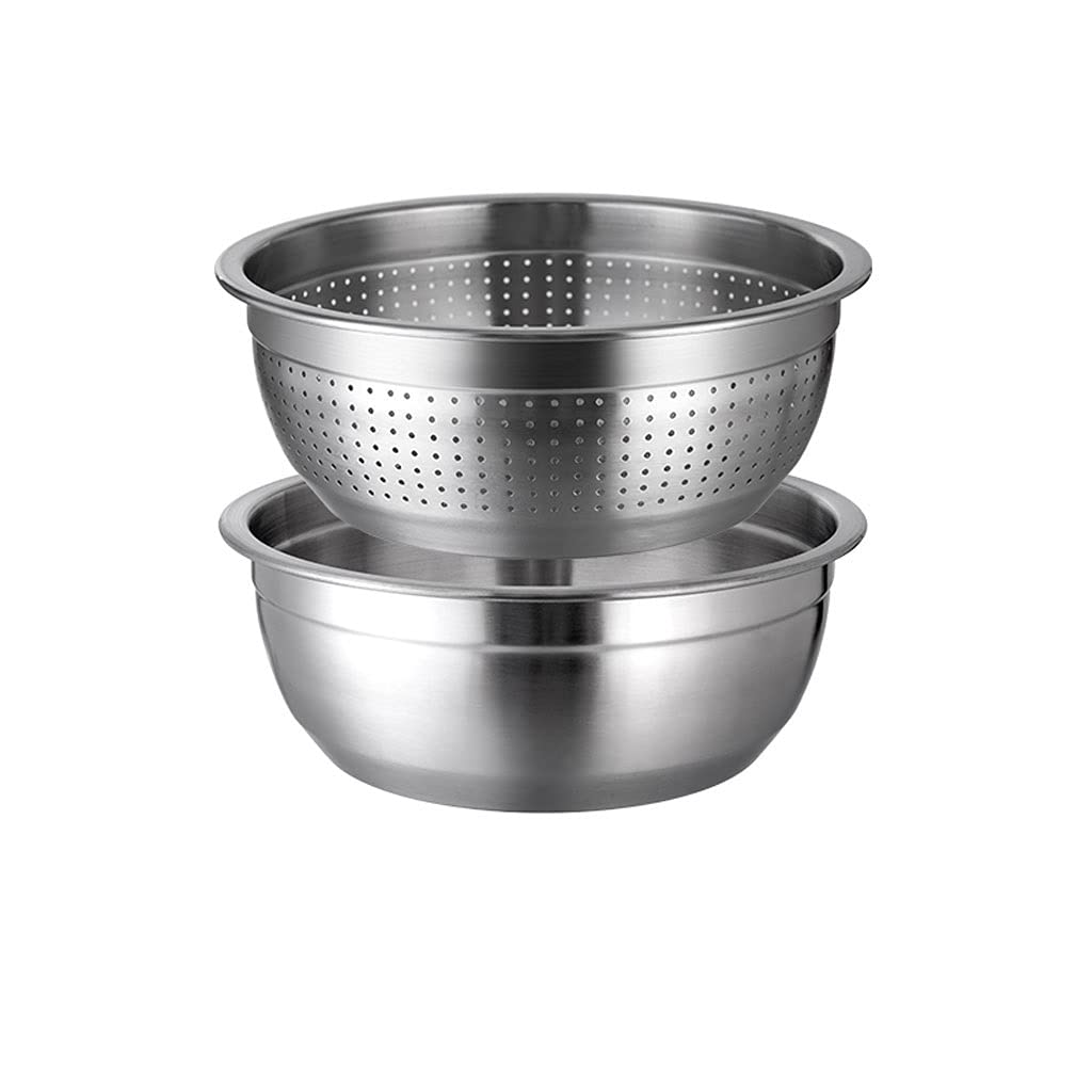 Stainless Steel Vegetable Filter Basket - 23.5CM Kitchen Colander for Draining & Washing Fruits Vegetables - Durable Food Strainer for Countertop, Cooking & Meal Prep (Color: Silver)