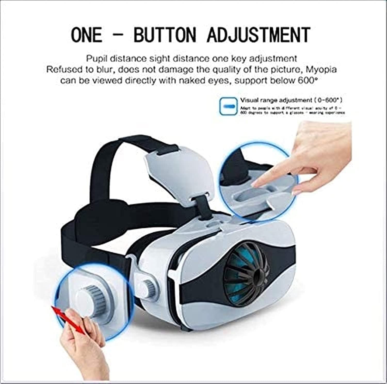 VR Headset 3D Virtual Reality Glasses for Movies & Games - Compatible with iPhone & Android Phones, 2K Anti-Blue Light Lenses, Adjustable IPD & Focus - Portable VR Goggles for Home Entertainment, Gaming & Travel