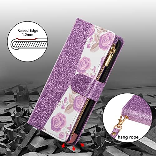 Premium PU Leather Wallet Case for Samsung Galaxy S9 Plus - Magnetic Closure, Zipper Pocket, Kickstand & Card Slots with Hand Strap | Elegant Flip Phone Case for Women | Perfect for Work, Travel & Everyday Use