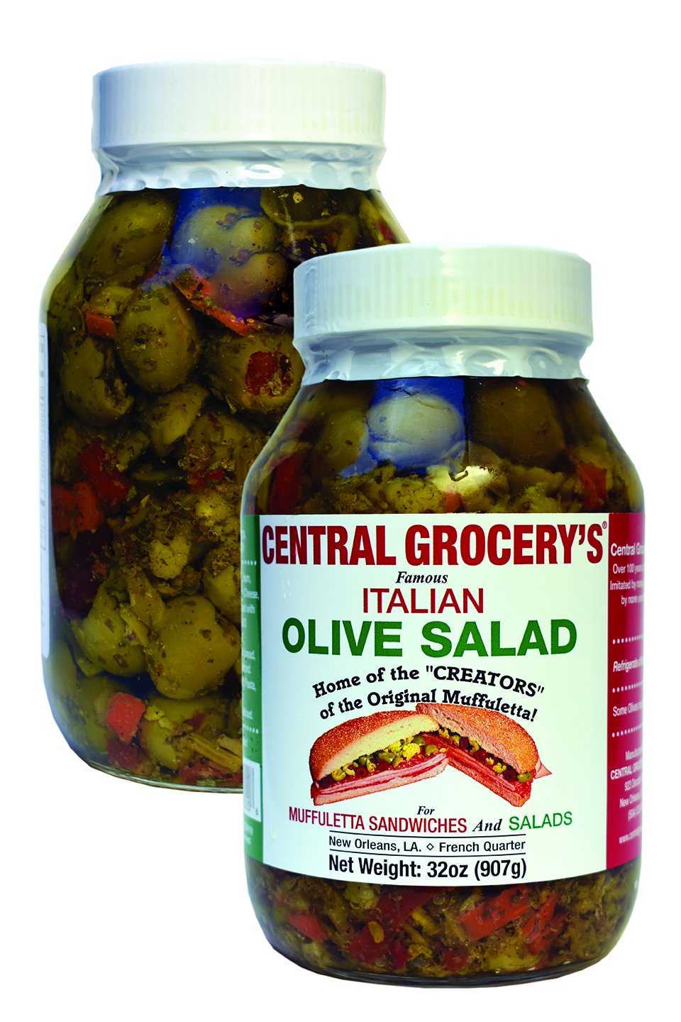 Central Grocery Olive Salad - 32 oz (Pack of 1) | Premium Italian Olive Mix for Muffulettas, Sandwiches, Pizzas & Pasta | Perfect Topping for Salads, Hot Dogs & Charcuterie Boards | Great for Parties, Picnics & Family Gatherings