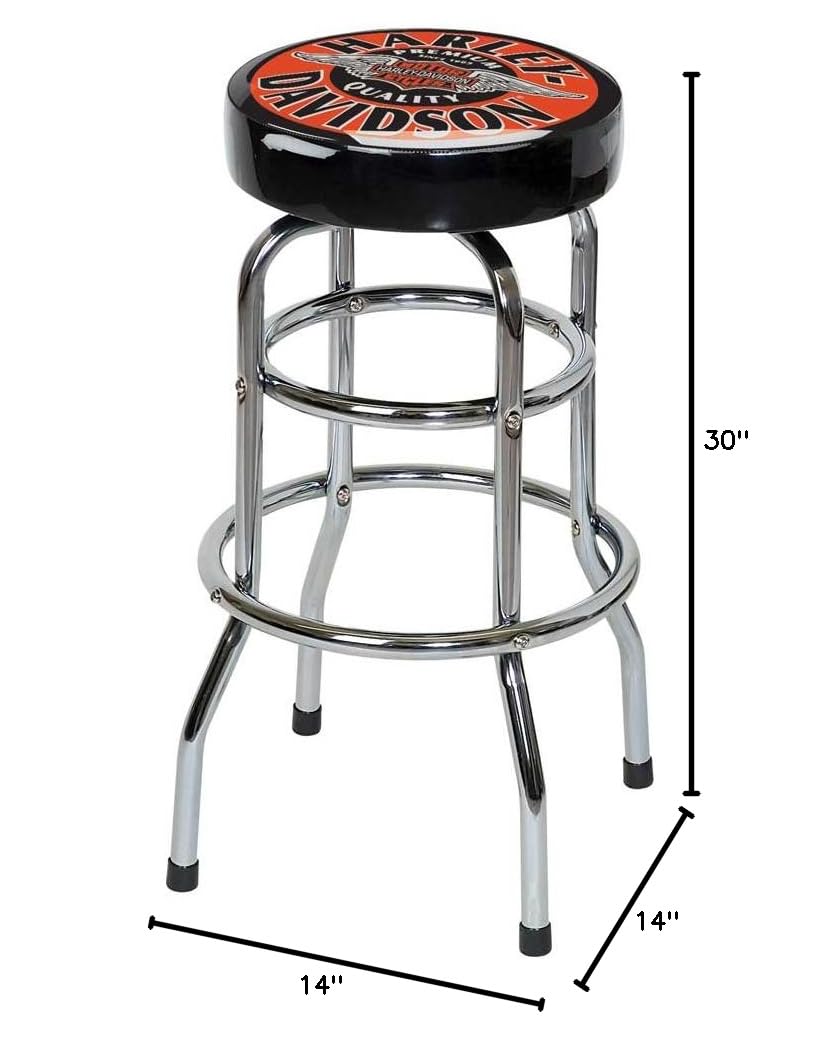 Harley-Davidson HDL-12135 Winged Bar & Shield Chrome Plated Bar Stool - Perfect for Man Caves, Home Bars & Motorcycle Enthusiasts