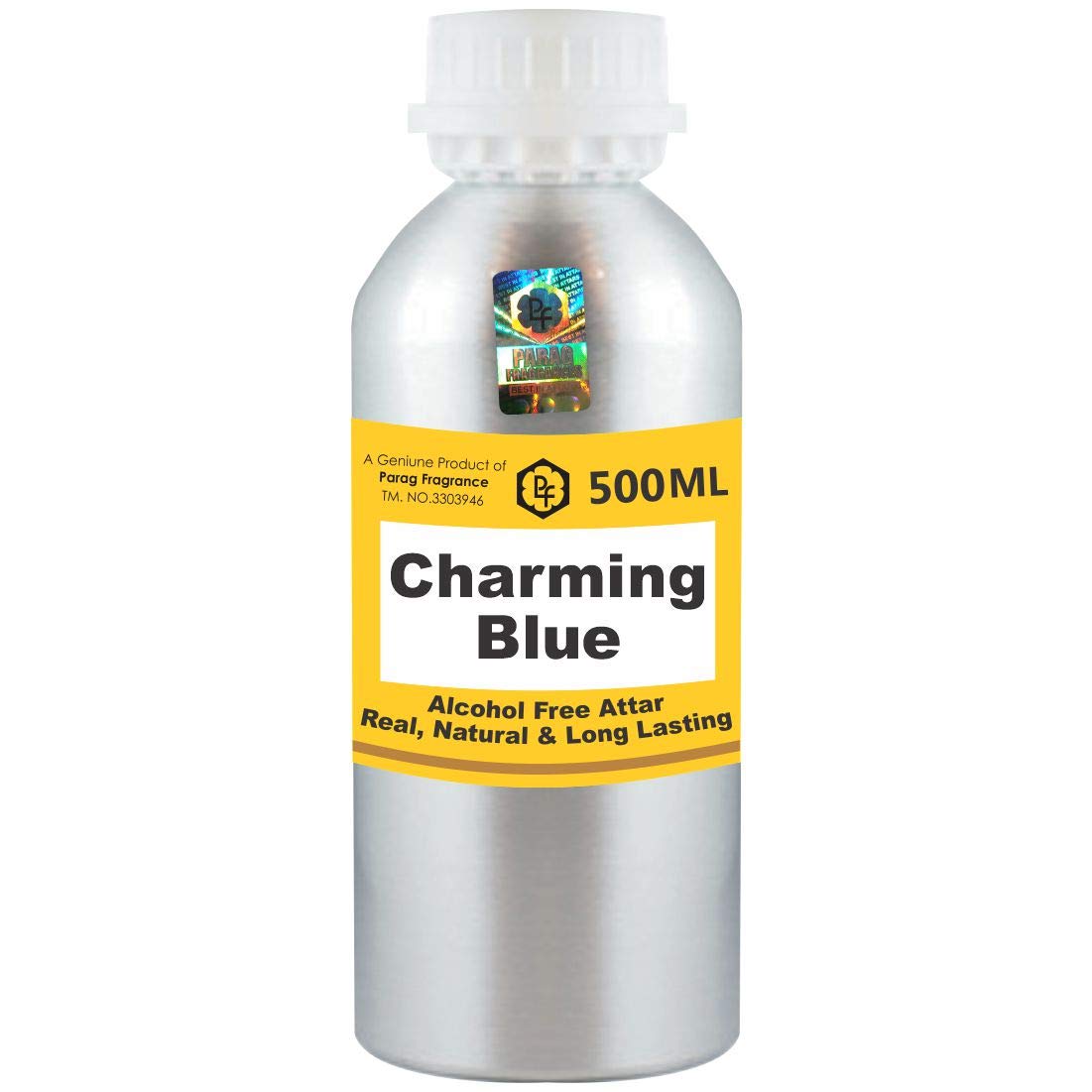 Premium Parag Fragrances Charming Blue Attar 500ml - Alcohol-Free Long Lasting Perfume Oil for Men & Women | Luxury Itra Scent for Daily Wear, Special Occasions & Religious Ceremonies | Wholesale Pack