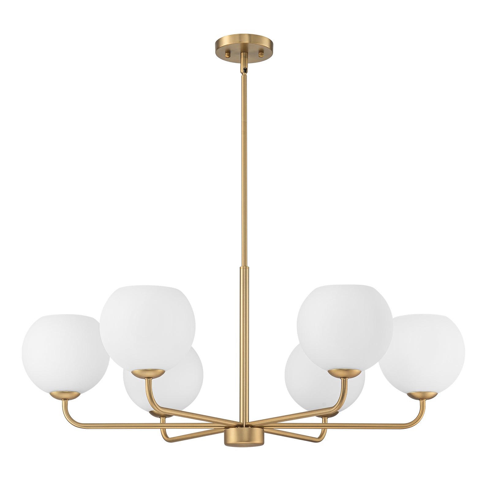 Glowlings 6-Light Modern Sputnik Chandelier - 35 Inch Wide Large Opal Glass Ceiling Light Fixture for Dining Room, Living Room & Bedroom Lighting