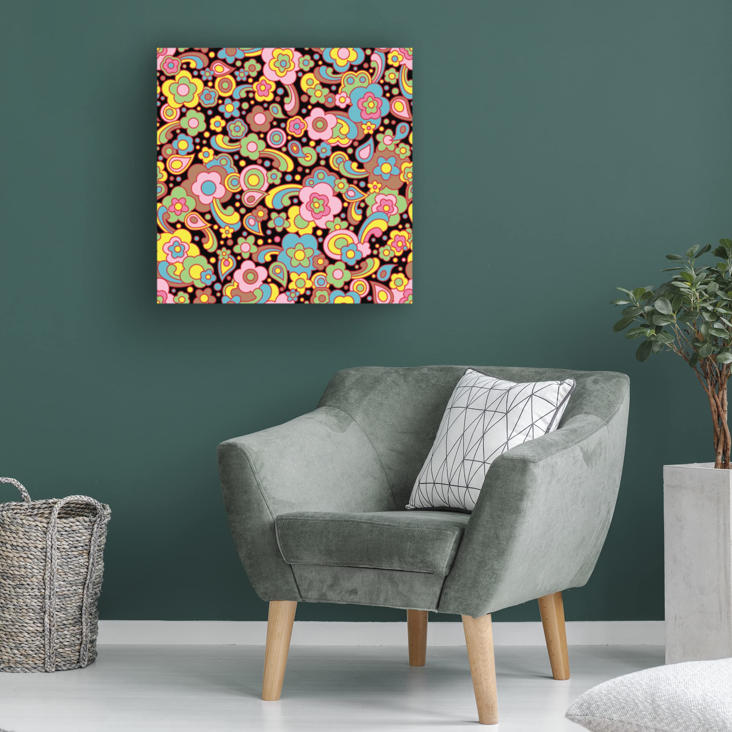 Ron Magnes 'Paisley Pattern On Black' Canvas Wall Art Print - Modern Home Decor for Living Room, Bedroom & Office