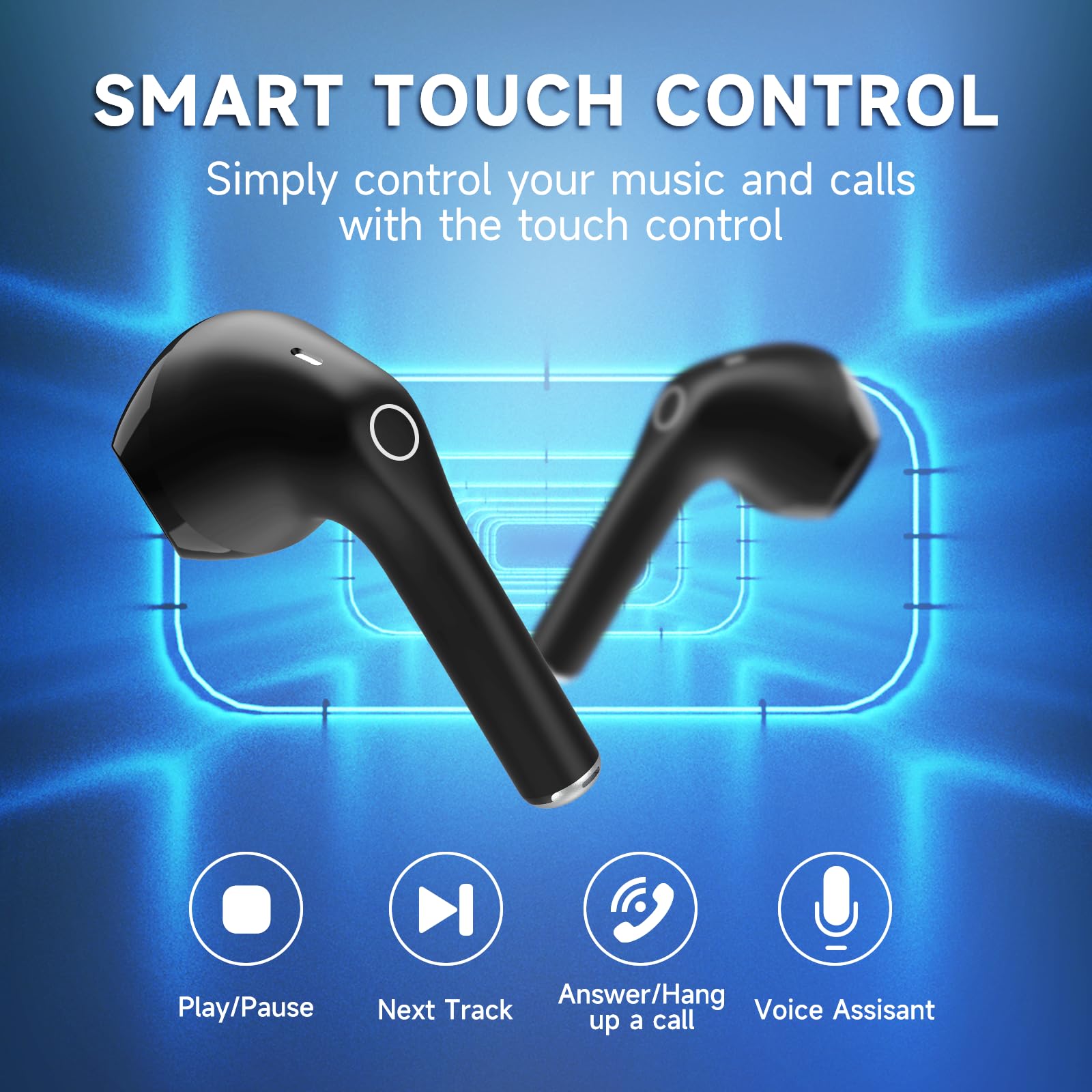 1 Hora Wireless Earbuds Bluetooth 5.3 - Sports Headphones with Deep Bass, in-Ear Earphones & Charging Case - Premium Sound for iPhone, Android, Tablet, Laptop - Perfect for Running, Workouts & Commuting