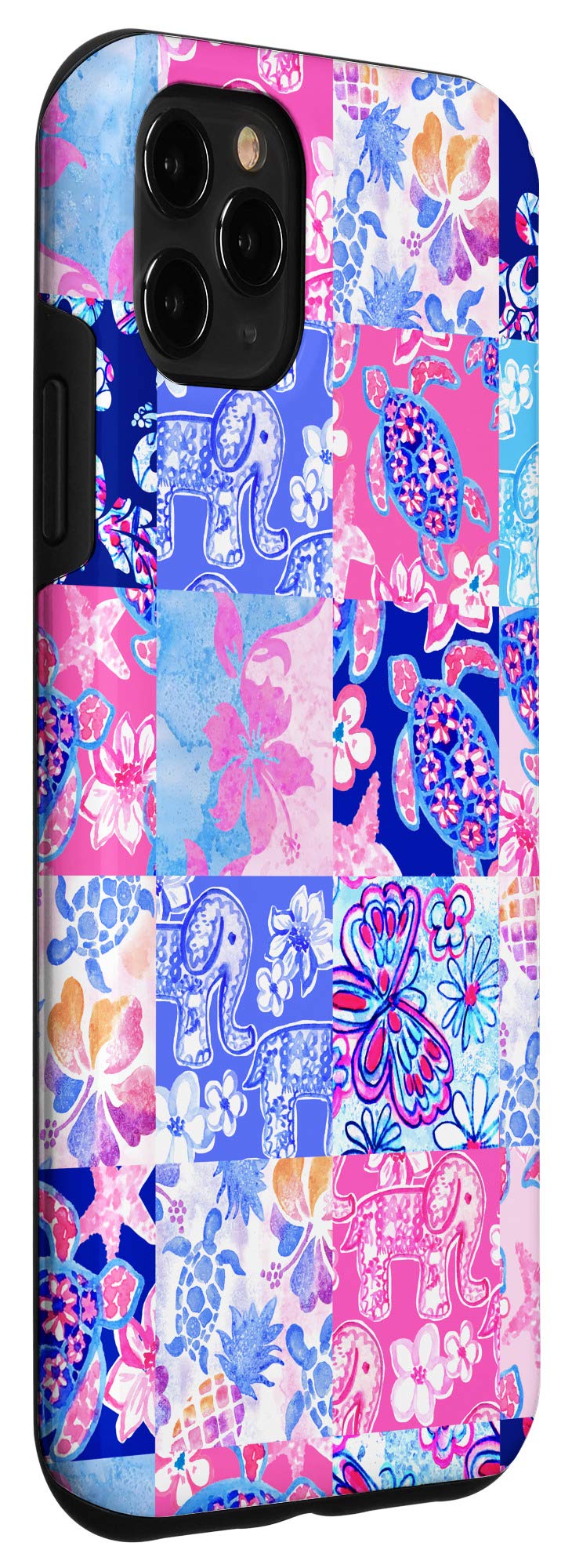 iPhone 11 Pro Max Case - Hawaiian Coconut Girl Preppy Style with Sea Turtle Patchwork Design | Trendy Protective Cover for Beach Vacation, Summer Outing & Boho Fashion Lovers