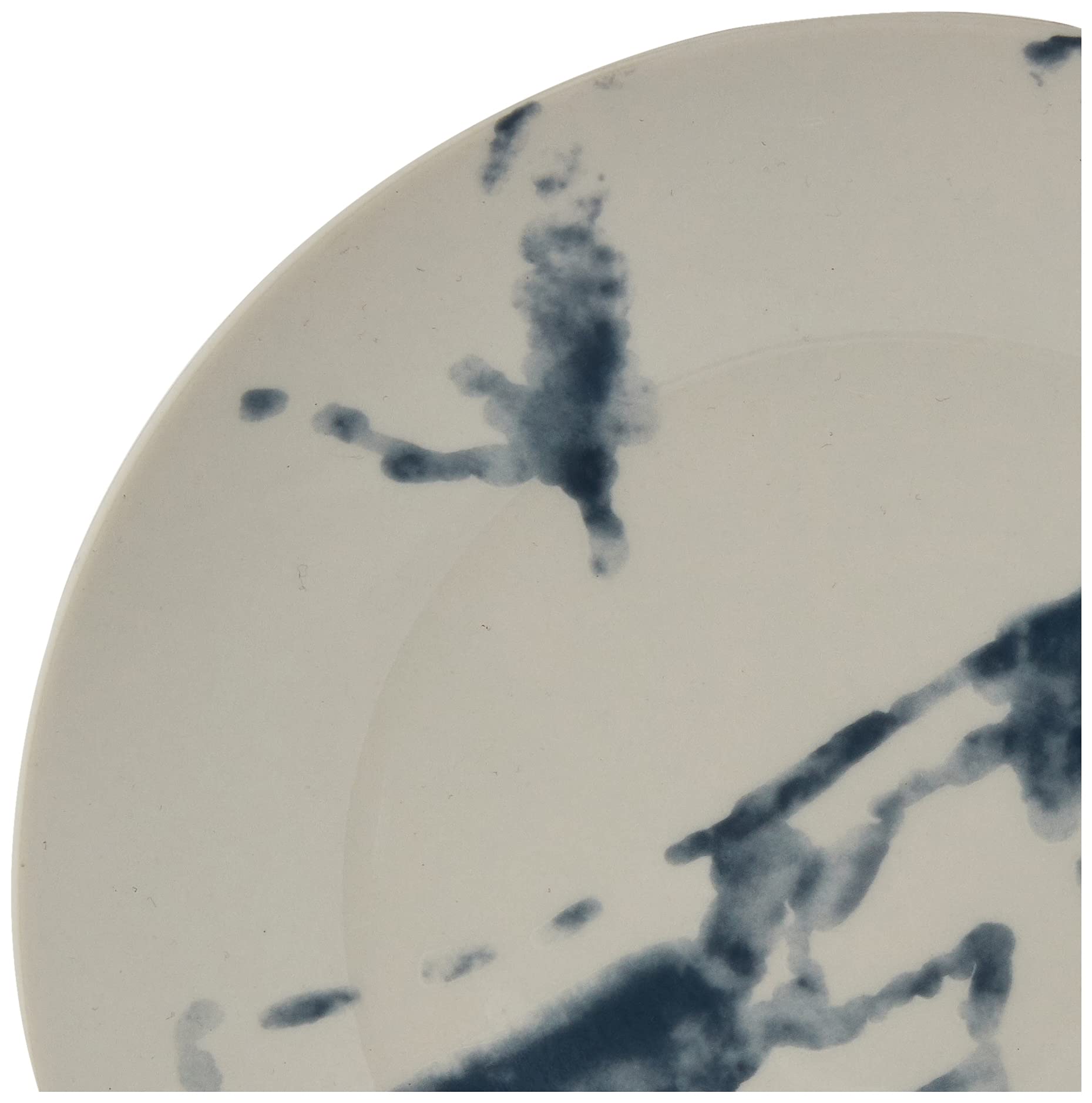 American Atelier 16-Piece Round Dinnerware Set - White & Blue Stoneware Plates, Bowls & Mugs | Marble Design 10.5