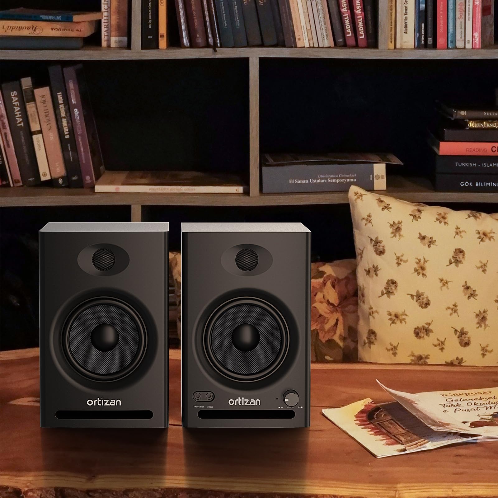 Ortizan C7 Studio Monitors - Bluetooth 5.3 Speakers for Music Production & Gaming (Black Pair) - Perfect for Home Studios & PC Setups
