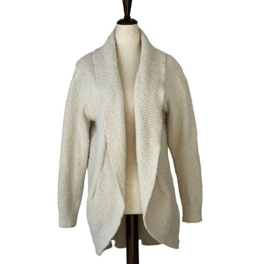 Ivory Solid Color Luxury Ribbed Knit Cardigan for Women - Elegant Fall & Winter Layering Piece for Office, Date Night and Casual Outfits