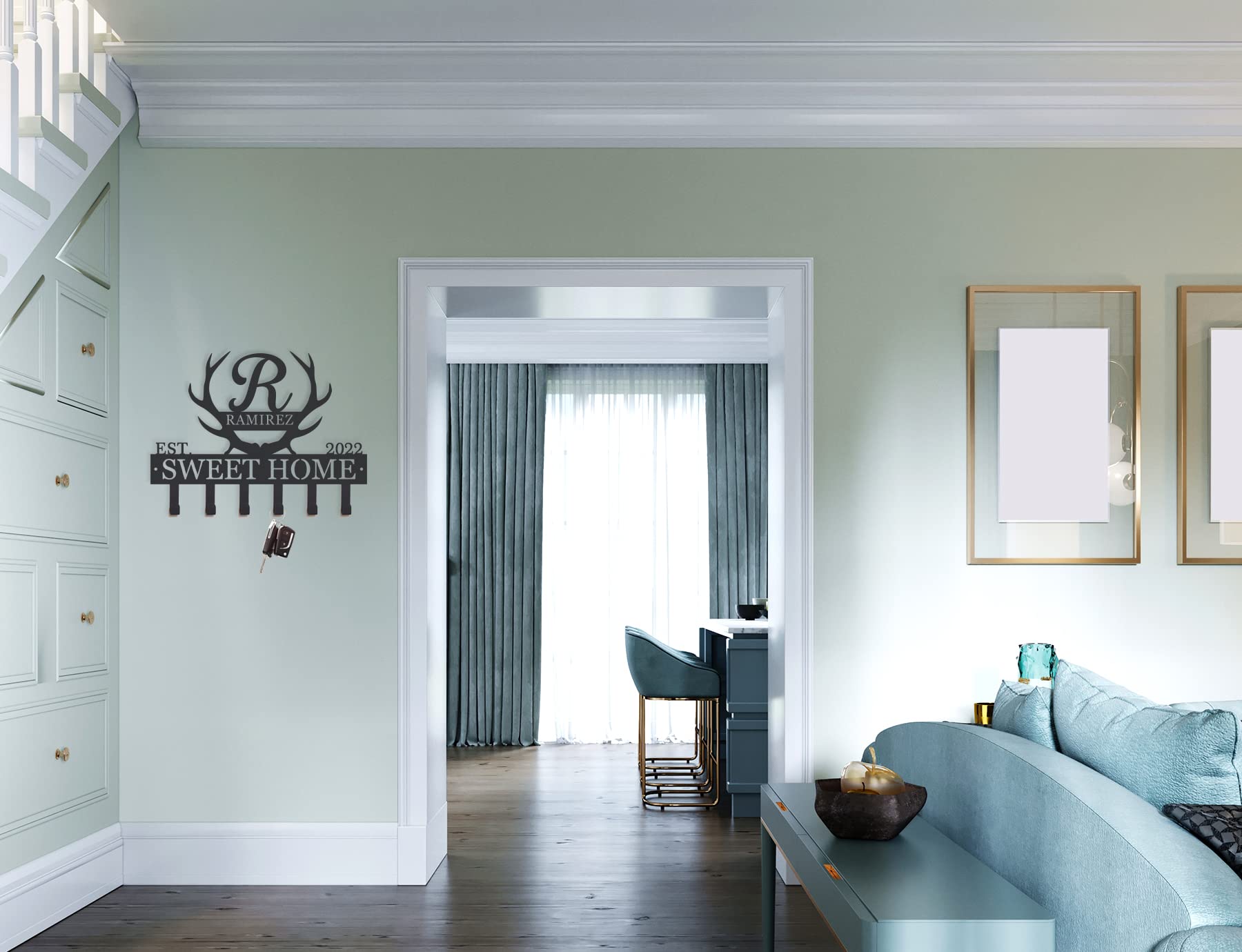 Personalized Key Holder for Wall - Rustic Antler Key Hooks with Custom Name - Simple & Practical Wall Mounted Coat Rack - Perfect for Entryway, Mudroom, or Bedroom Organization