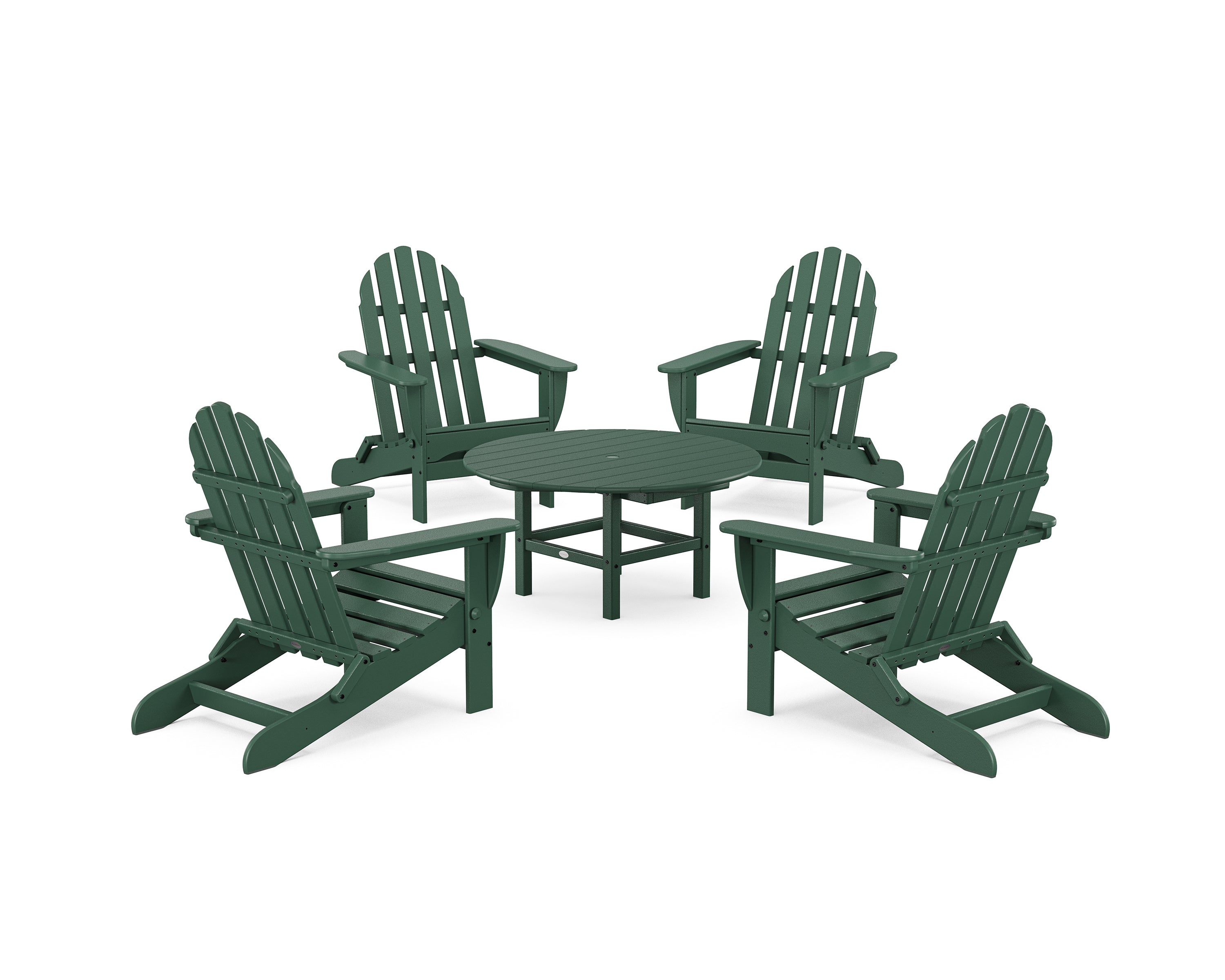 POLYWOOD Classic Folding Adirondack 5-Piece Outdoor Patio Conversation Set - Perfect for Backyard, Poolside, and Garden Relaxation