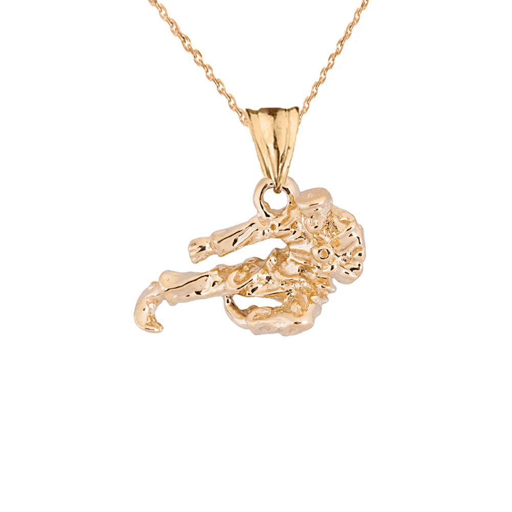 10k Yellow Gold Karate Kick Charm Pendant Necklace for Martial Arts Lovers - Perfect Gift for Sports Enthusiasts & Fitness Gifts