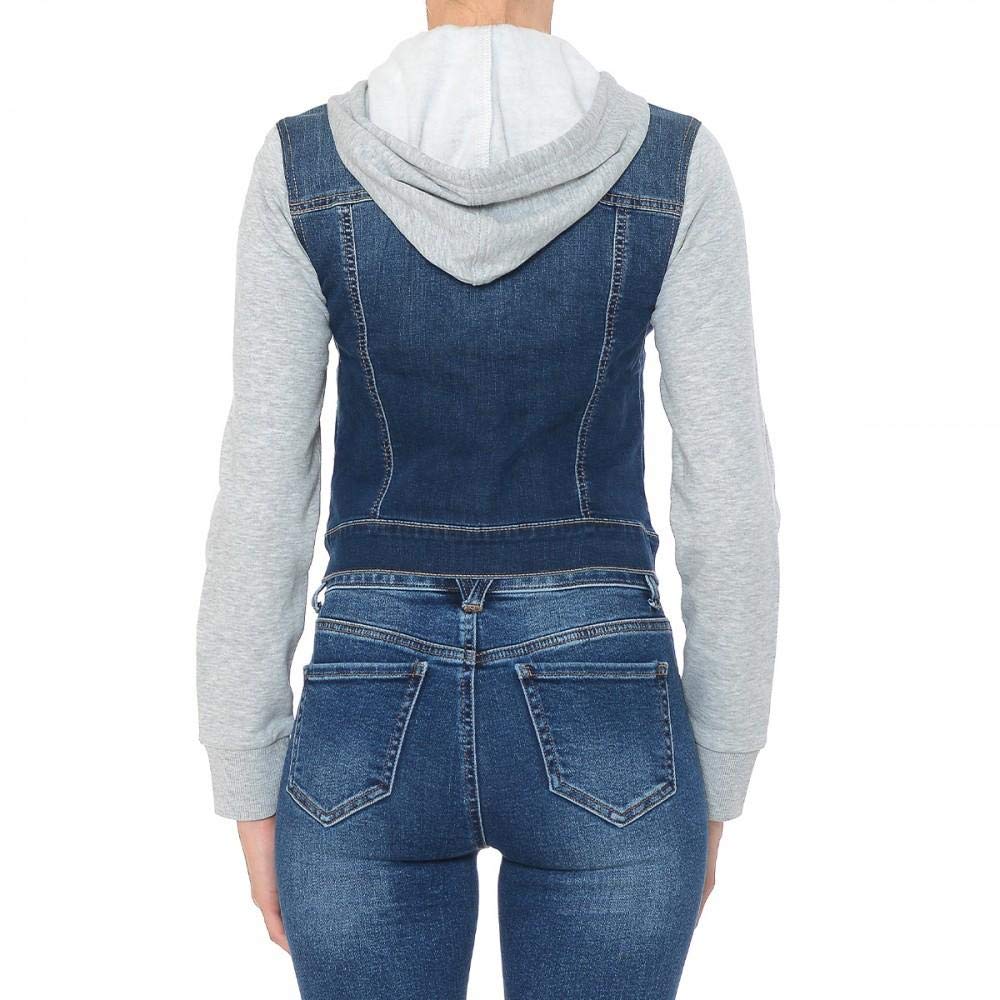 Khanomak Women's Fleece-Lined Denim Jacket with Hood & Long Sleeves | Cozy Winter Outerwear for Casual Outings & Street Style