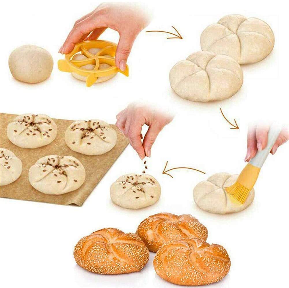Premium 3-Piece Kaiser Roll Stamp Set - German Style Bread Roll Press & Croissant Cutter - Dough Press Mold for Baking, Cookie Making - Perfect for Home Bakers & Professional Bakeries (Ideal for Artisan Breads, Pastries & Holiday Baking)