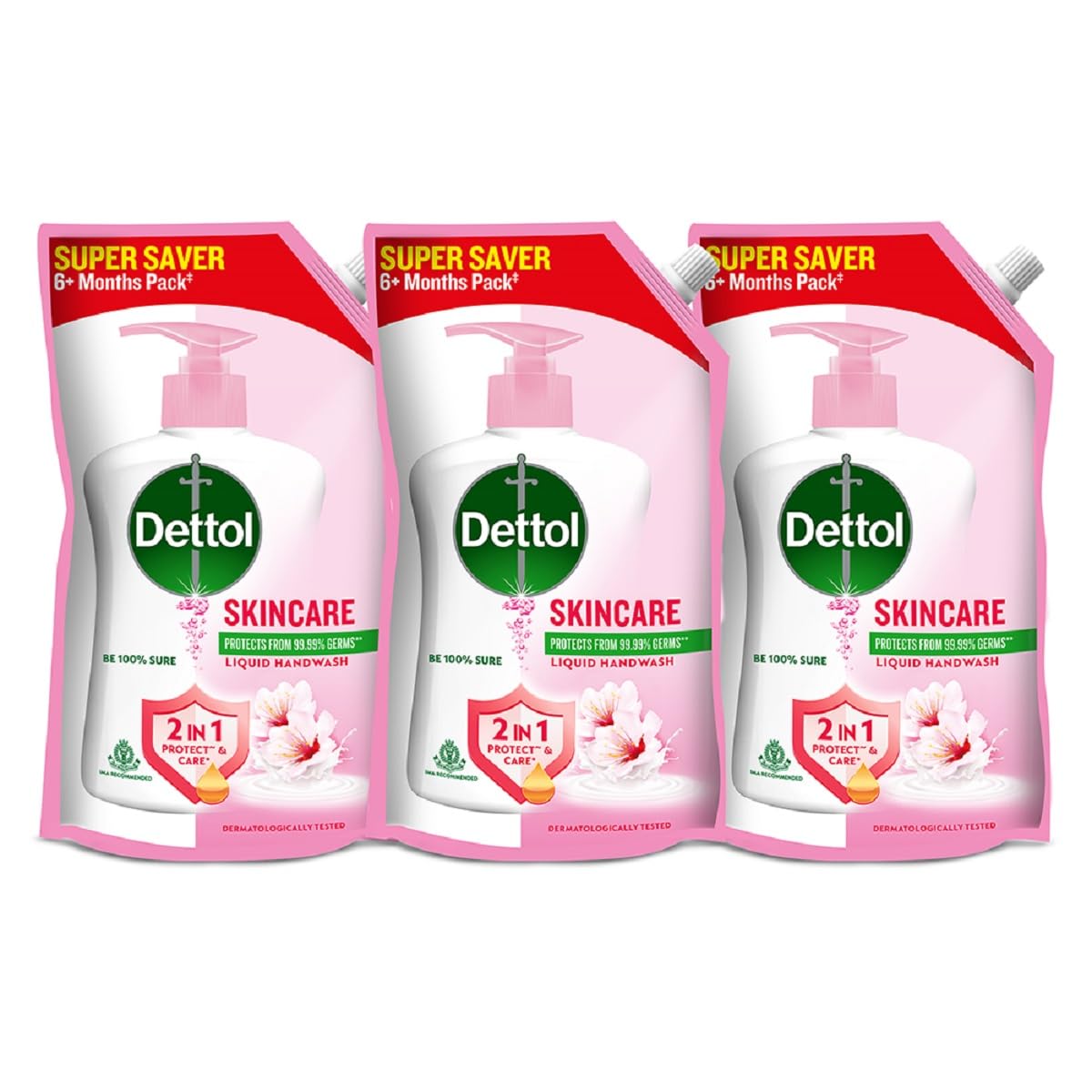Dettol Liquid Handwash Refill 675ml (Pack of 3) - pH Balanced Antibacterial Hand Soap with 10X Germ Protection | For Kitchen, Bathroom & Travel Use | Gentle Skin Care Formula