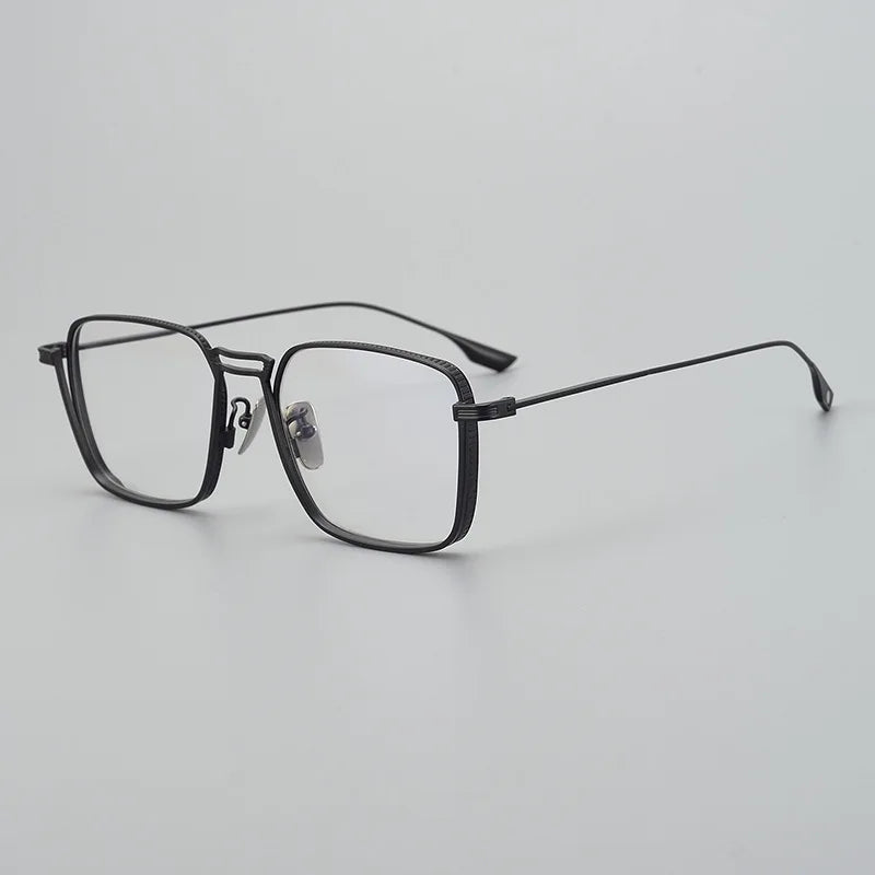 Stylish Black Unisex Titanium Square Eyeglasses Frame 94125 - Perfect for Work, Reading & Fashion Accessories