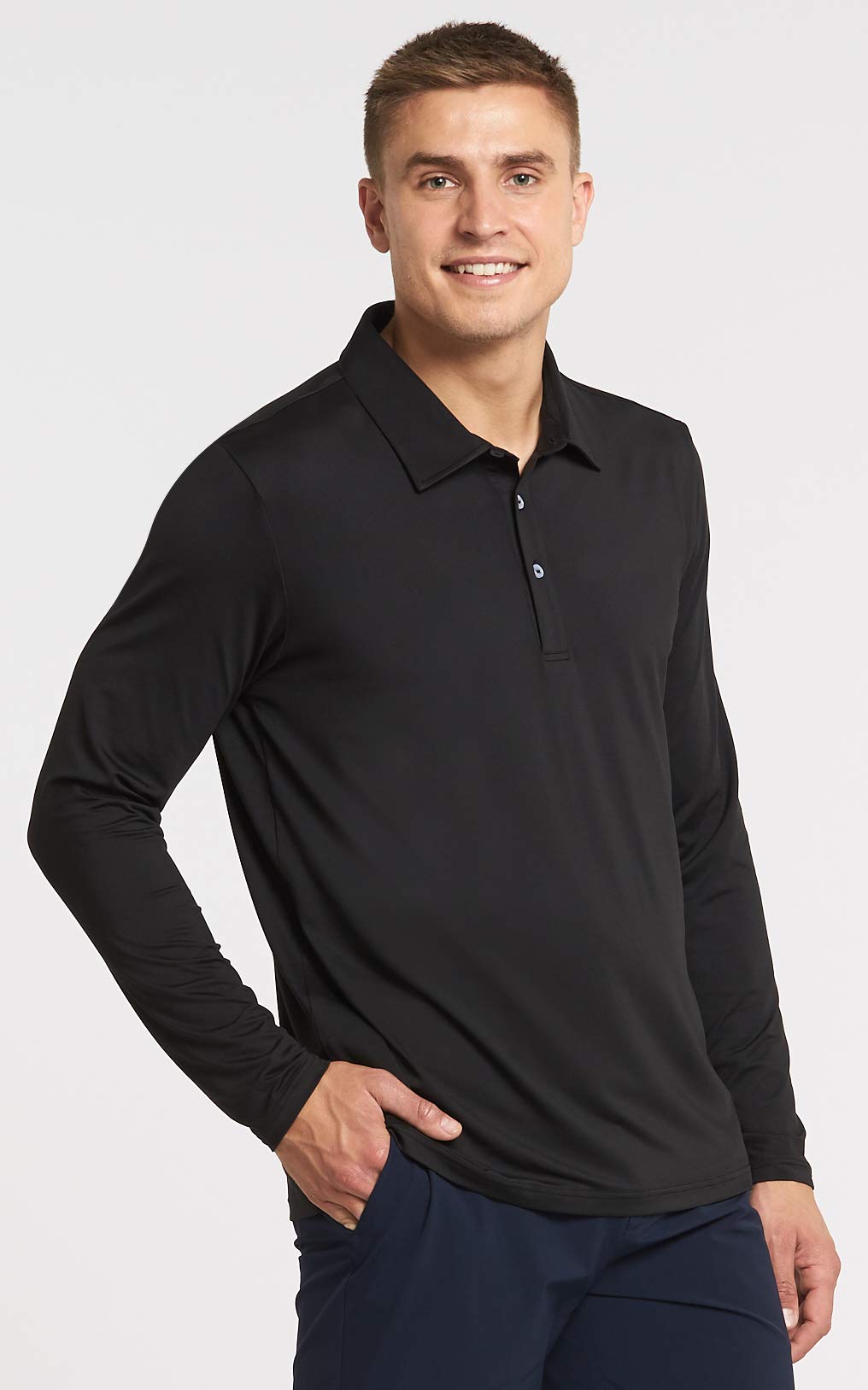 Solbari UPF 50+ Men's Sun Protection Long Sleeve Polo Shirt - UV Blocking, Breathable, Quick-Dry Fitness & Golf Shirt for Outdoor Activities, Hiking, Fishing