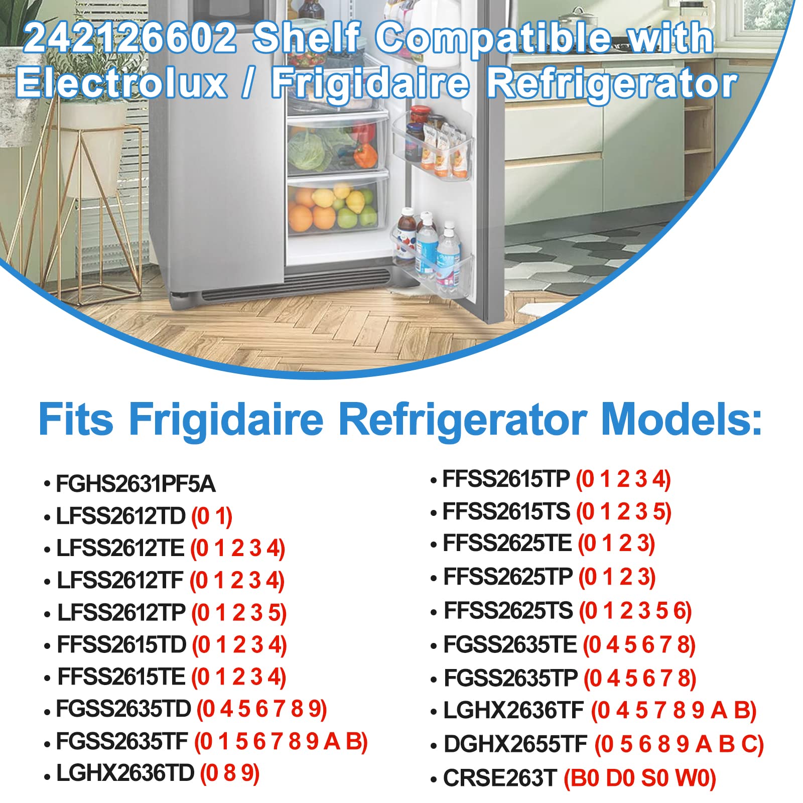 UPGRADED Frigidaire Refrigerator Door Bin Shelf Replacement - AP6278233 PS12364199 4547407 Compatible Parts for Bottom 2 Shelves | Durable Side Shelf Rack Organizer for Fresh Food Storage & Kitchen Organization