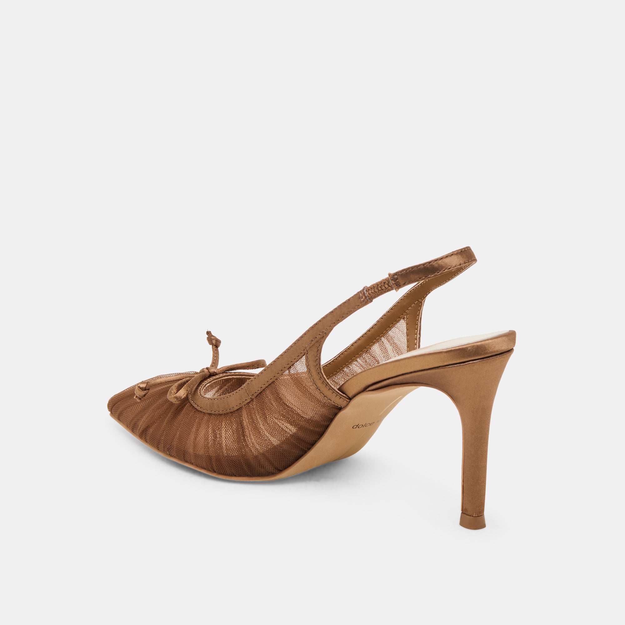 YELA Women's Mid Heel Brown Tulle Pumps - Elegant Party Shoes for Weddings, Prom & Evening Events
