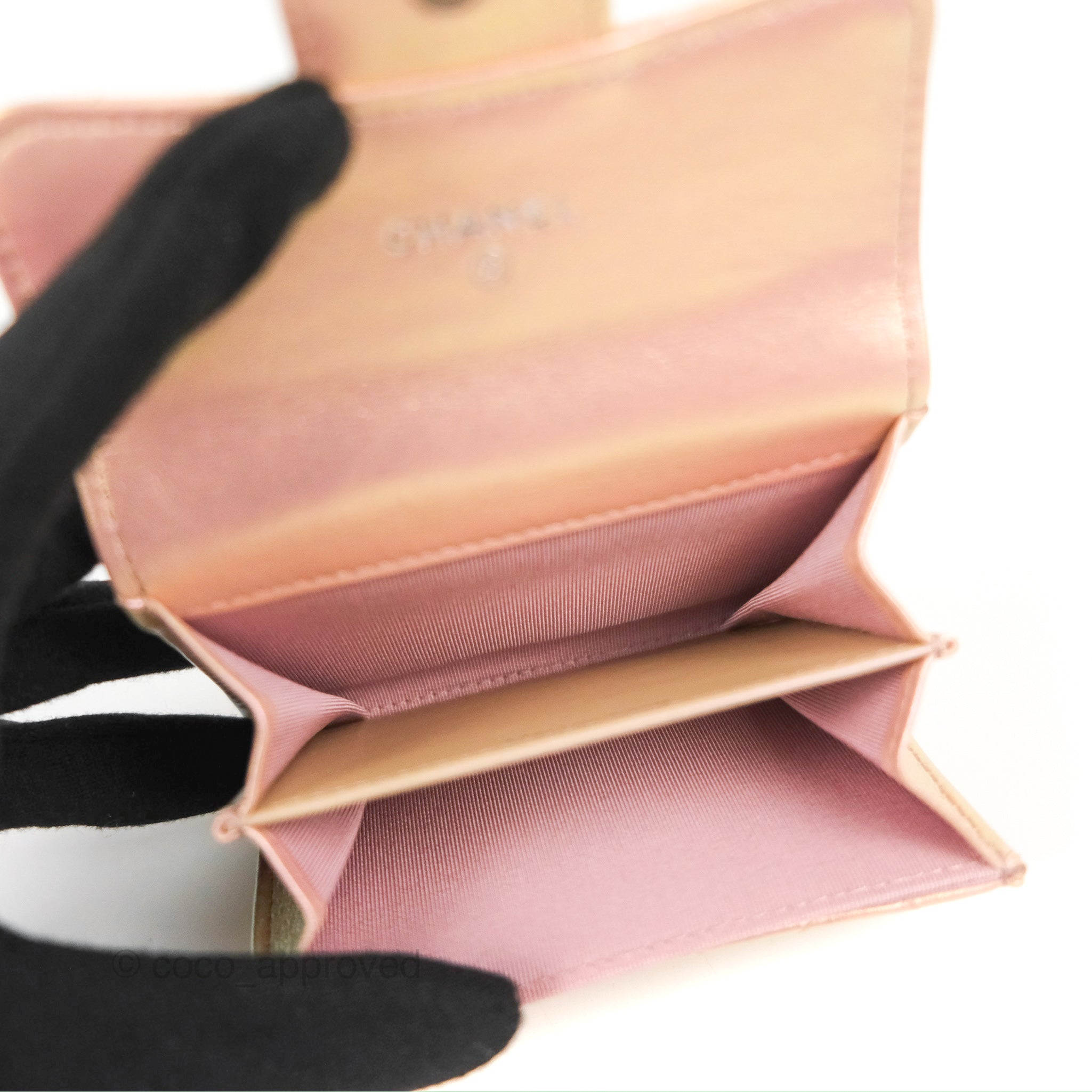 Chanel Classic Flap Coin Purse in Iridescent Pink Lambskin with Silver Hardware - Luxury Small Wallet for Women, Perfect for Parties, Travel & Everyday Use