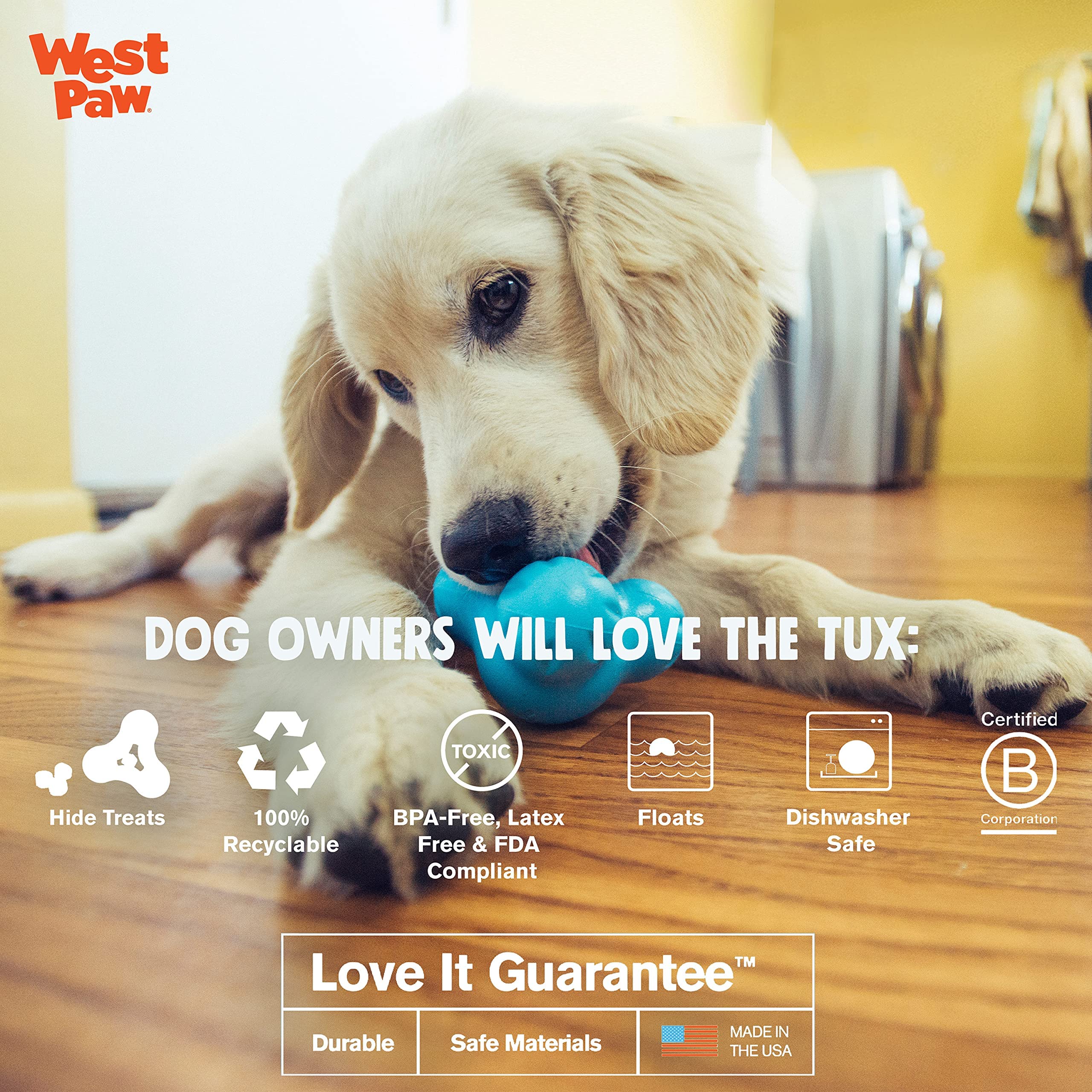 Premium WEST PAW Air Dried Bison Heart Dog Treats with Zogoflex Tux Treat Dispensing Chew Toy Bundle – All-Natural Farm Fresh Bison Heart Snacks & Interactive Puzzle Toy for Dogs – Holds Kibble & Treats – Perfect for Training, Enrichment & Dental Health