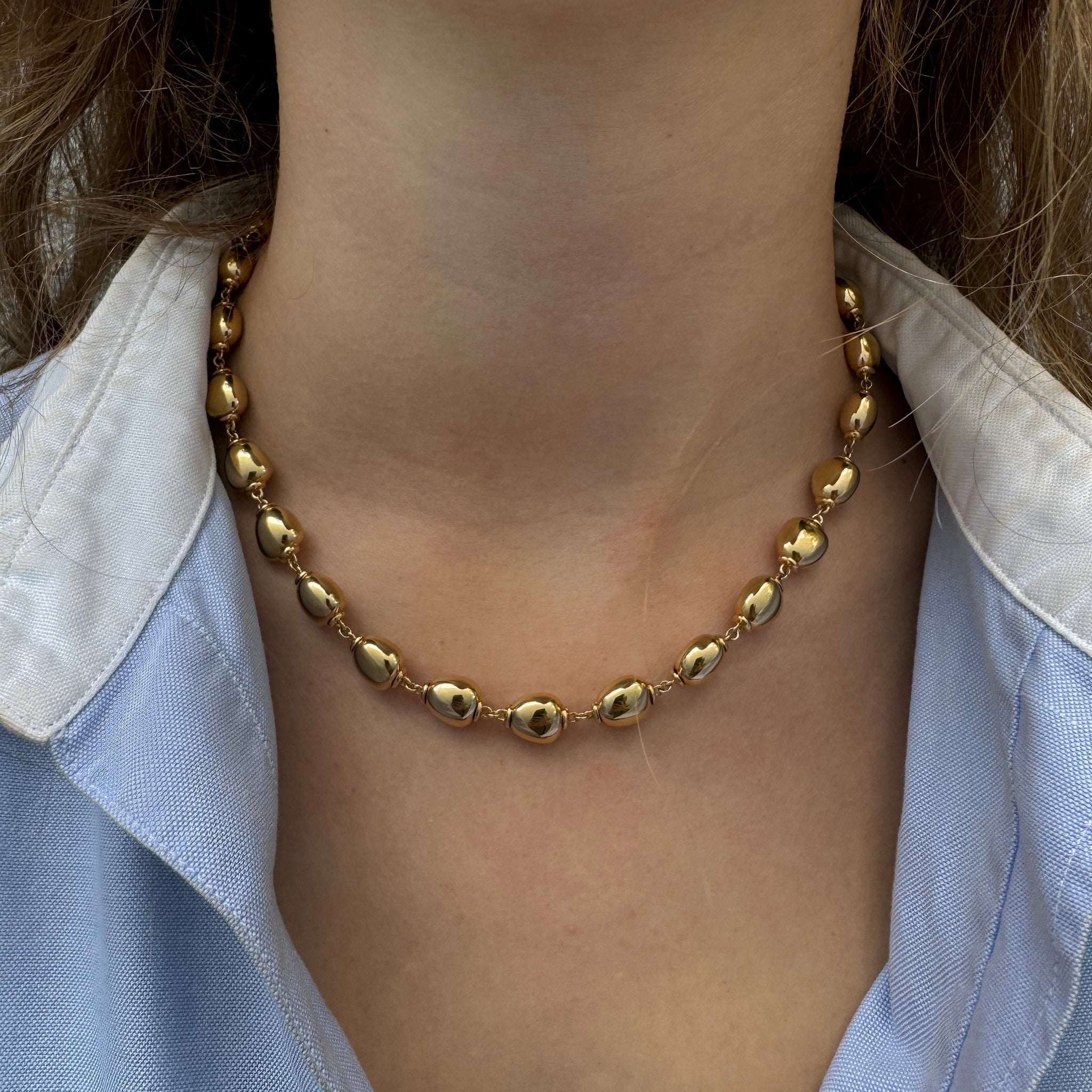 14K Yellow Gold Italian Polished Bead Chain Necklace for Women - Elegant Layering Jewelry for Everyday Wear & Special Occasions