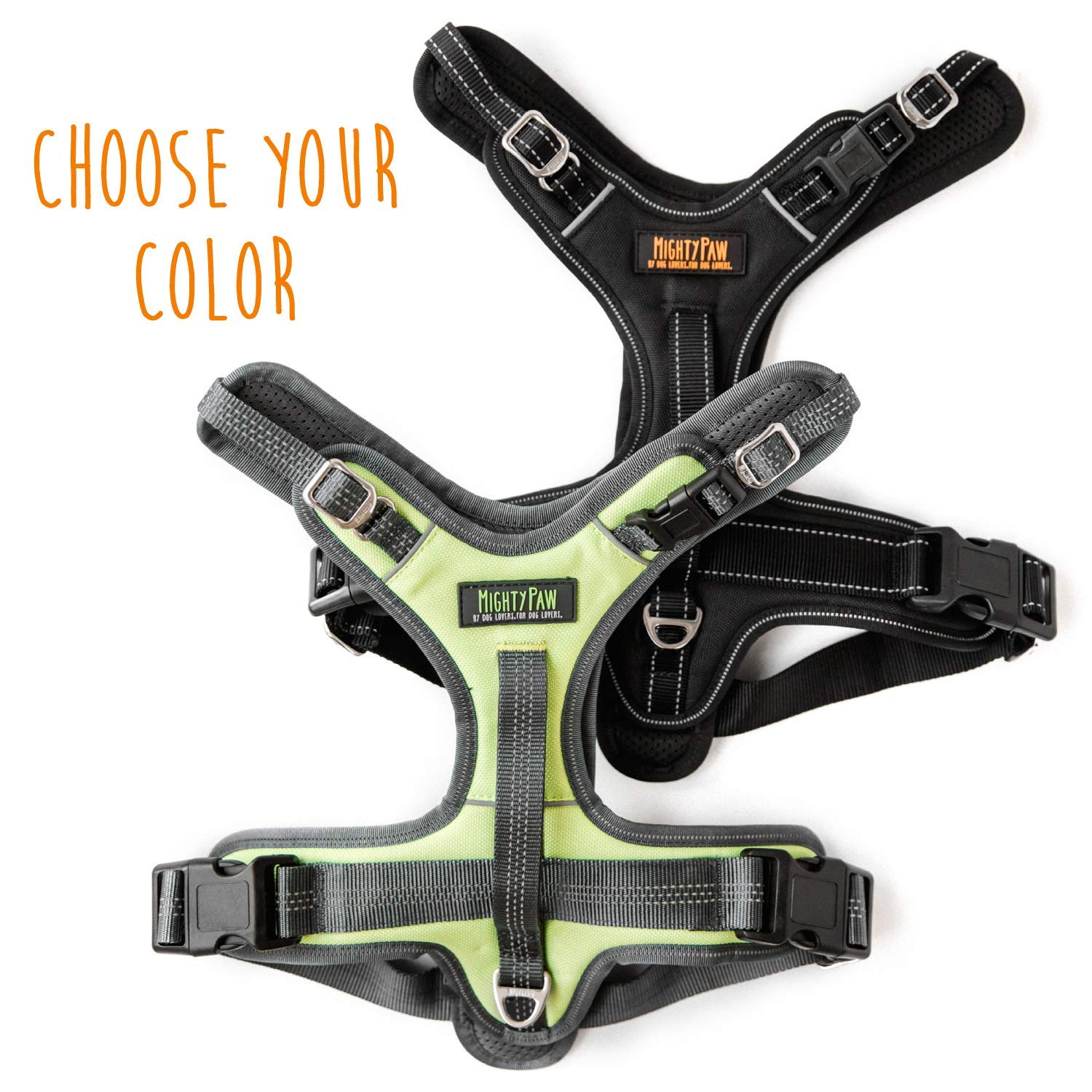 Mighty Paw Sport Harness 2.0 - Adjustable No-Pull Dog Harness with Padded Chest & Reflective Stitching - Small Green Pet Vest for Walking, Running, Hiking & Car Travel - Secure & Comfortable Outdoor Dog Gear