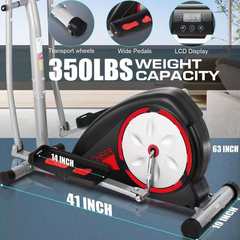 ANCHEER Elliptical Machine for Home Gym - 8 Resistance Levels, LCD Monitor & Pulse Rate Grips - 350Lbs Weight Capacity - Quiet Cardio Workout Equipment for Small Spaces & Apartment Fitness