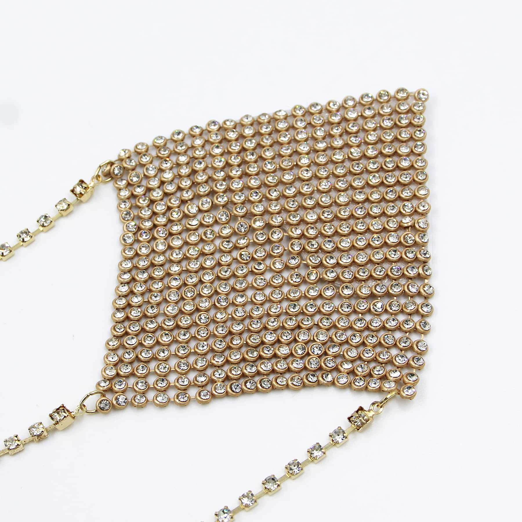 Sparkly Rhinestone Metal Chain Nipple Covers with Tassel - Reusable Adhesive Pasties for Women, Sexy Bra Body Chain Jewelry - Perfect for Bachelorette Parties, Music Festivals & Boudoir Photography