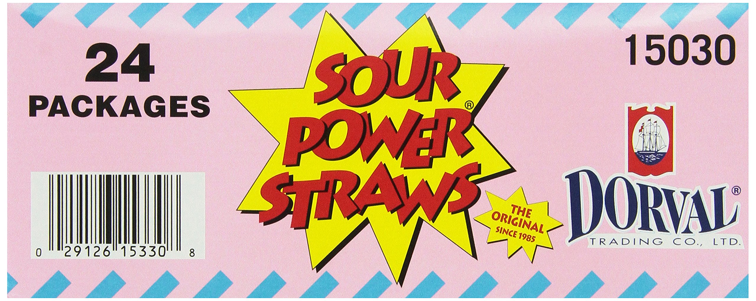 Sour Power Candy Straws - 24 Pack of 1.75oz Cotton Candy Flavor Fun Straws | Party Favors, Birthday Treats & Classroom Rewards