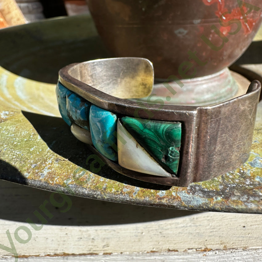 Vintage Navajo Chunky Sterling Silver Channel Inlay Turquoise Bracelet - Handmade Native American Jewelry for Women - Perfect for Boho Fashion, Gift Giving & Special Occasions