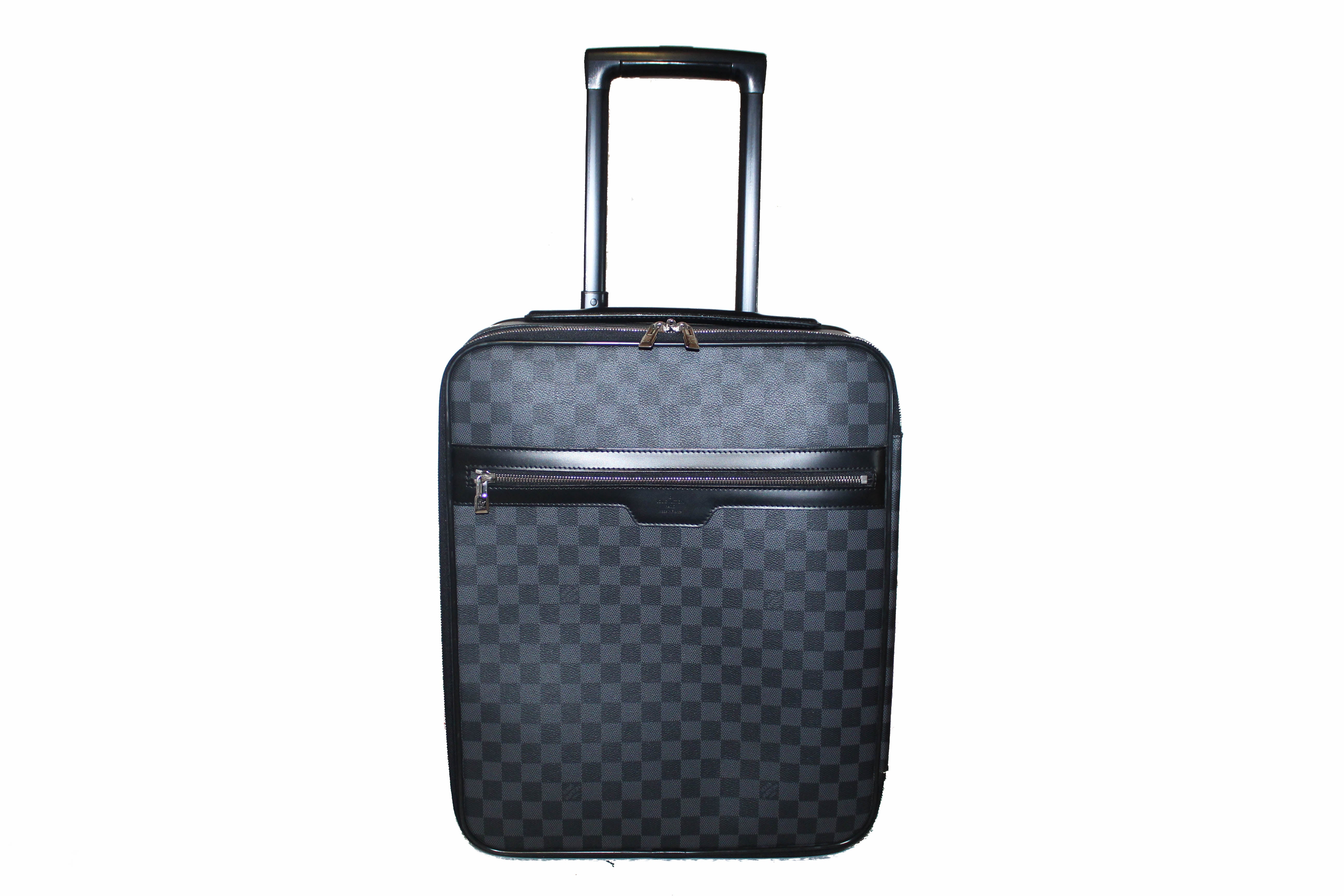Authentic Louis Vuitton Damier Graphite Canvas Pegase 45 Rolling Luggage Suitcase - Premium Carry-On for Business Travel & Luxury Vacations