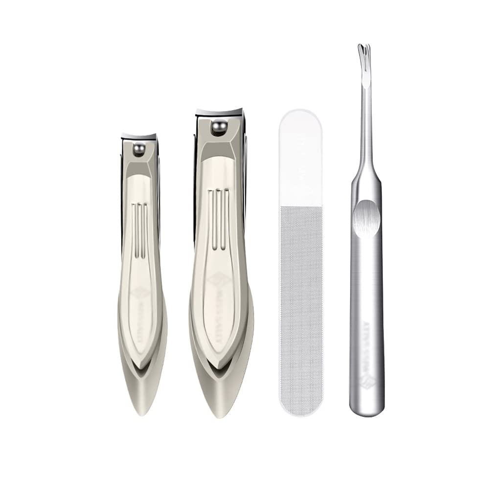 Premium Stainless Steel Nail Clippers Set - Anti-Splash Bionic Design for Manicure & Pedicure - 4PCS Professional Nail Trimmers (Color A) - Perfect for Home, Travel & Salon Use