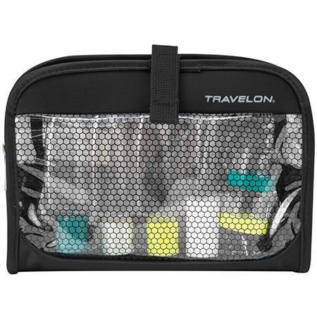 Travelon Wet/Dry 1 Quart Waterproof Toiletry Bag with Leak-Proof Plastic Bottles - Perfect for Travel, Gym & Airplane Carry-On Essentials