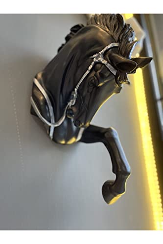 Black & Silver Wall Horse Statue - Elegant Home & Office Decor Sculpture, Unique Housewarming Gift for Living Room, Bedroom, or Workspace