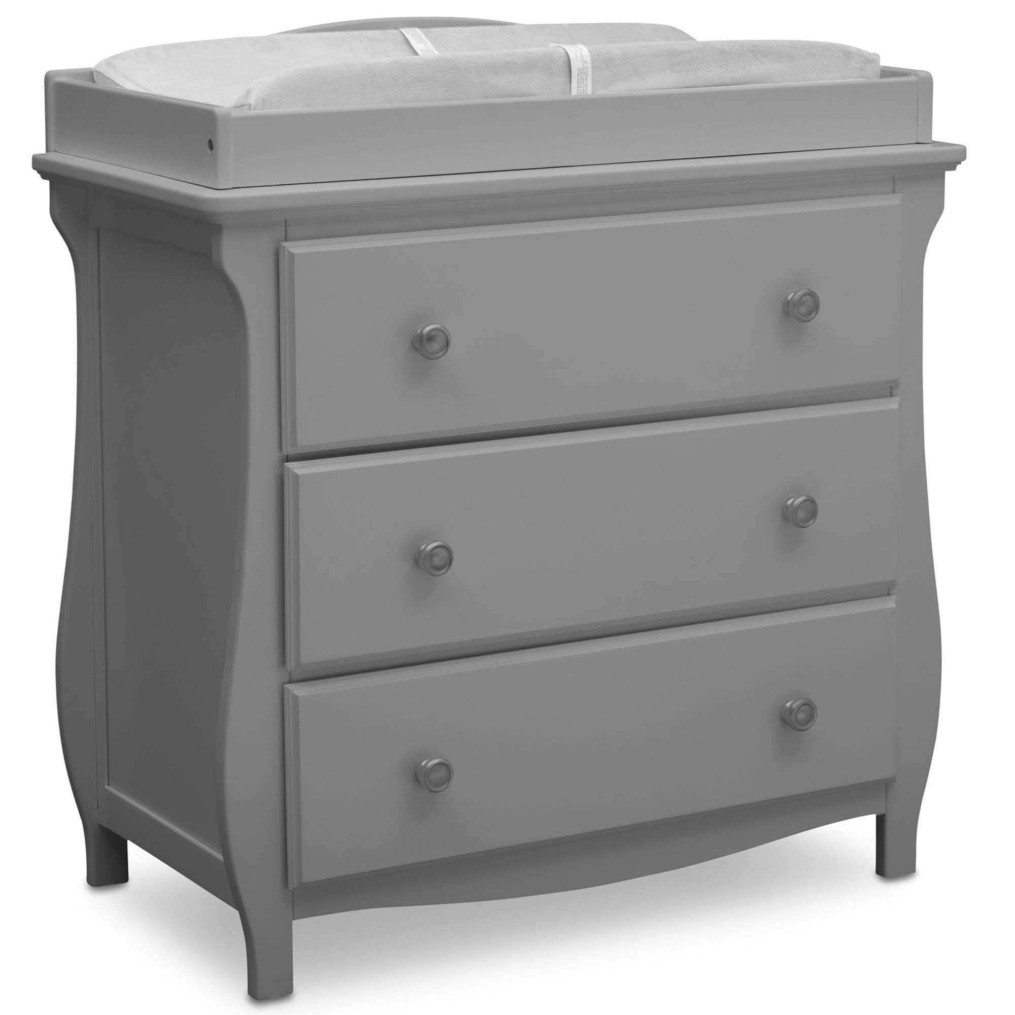 Delta Children Lancaster 3-Drawer Dresser with Changing Top - Greenguard Gold Certified Nursery Furniture, Gray - Perfect for Baby Room Organization & Diaper Changing Station