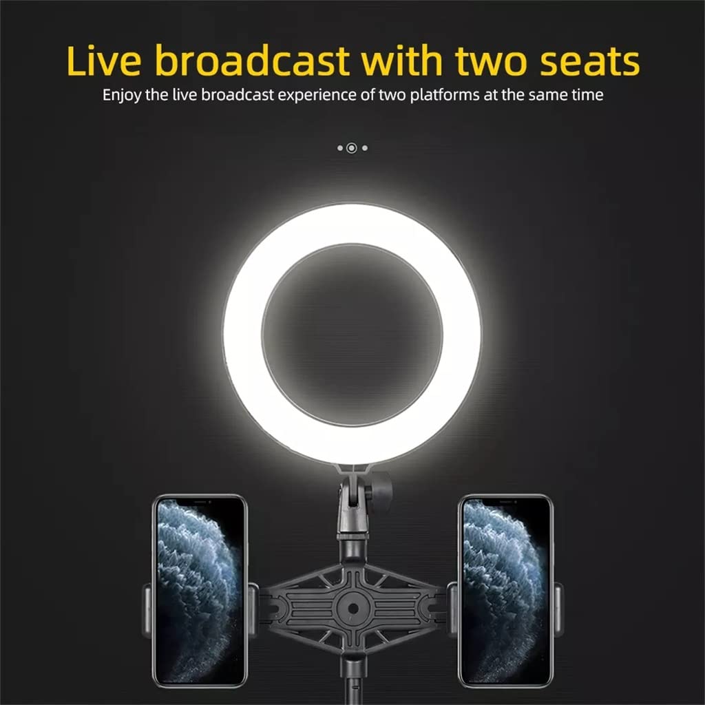 Professional LED Ring Light with Phone Holder & Tripod - 16cm/5600K Dimmable USB Desktop Light for Selfie, Live Streaming, YouTube Videos, TikTok, Zoom Calls & Photography (Adjustable Brightness, Dual Phone Holder Option)