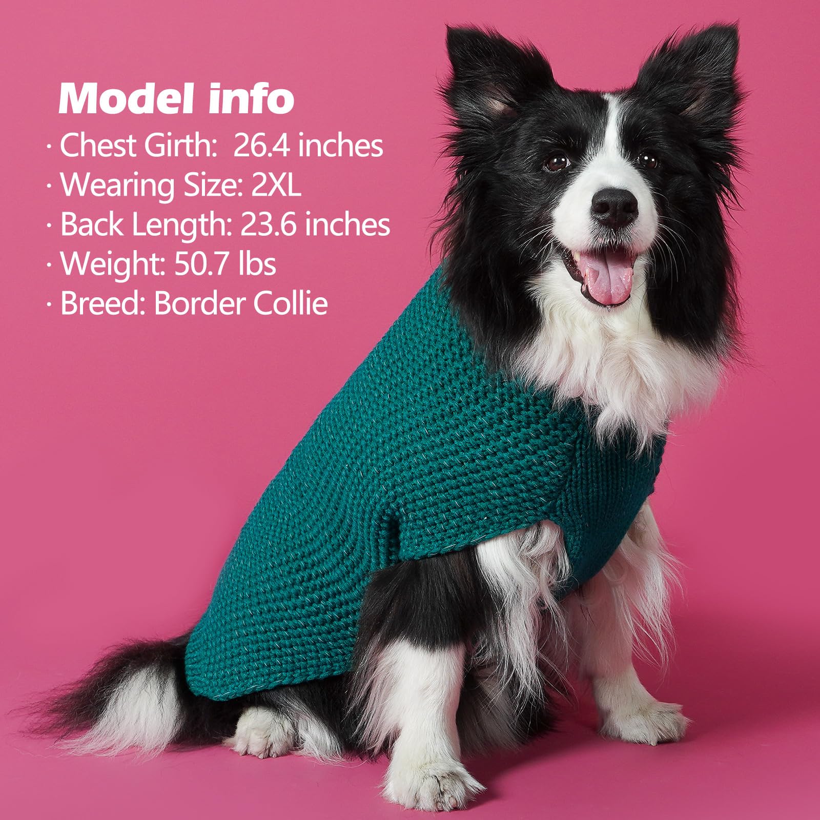KYEESE Christmas Dog Sweater for Medium Dogs - Reflective Yarn, Warm & Stretchy Pullover - Green XL | Perfect for Holiday Outings & Winter Walks