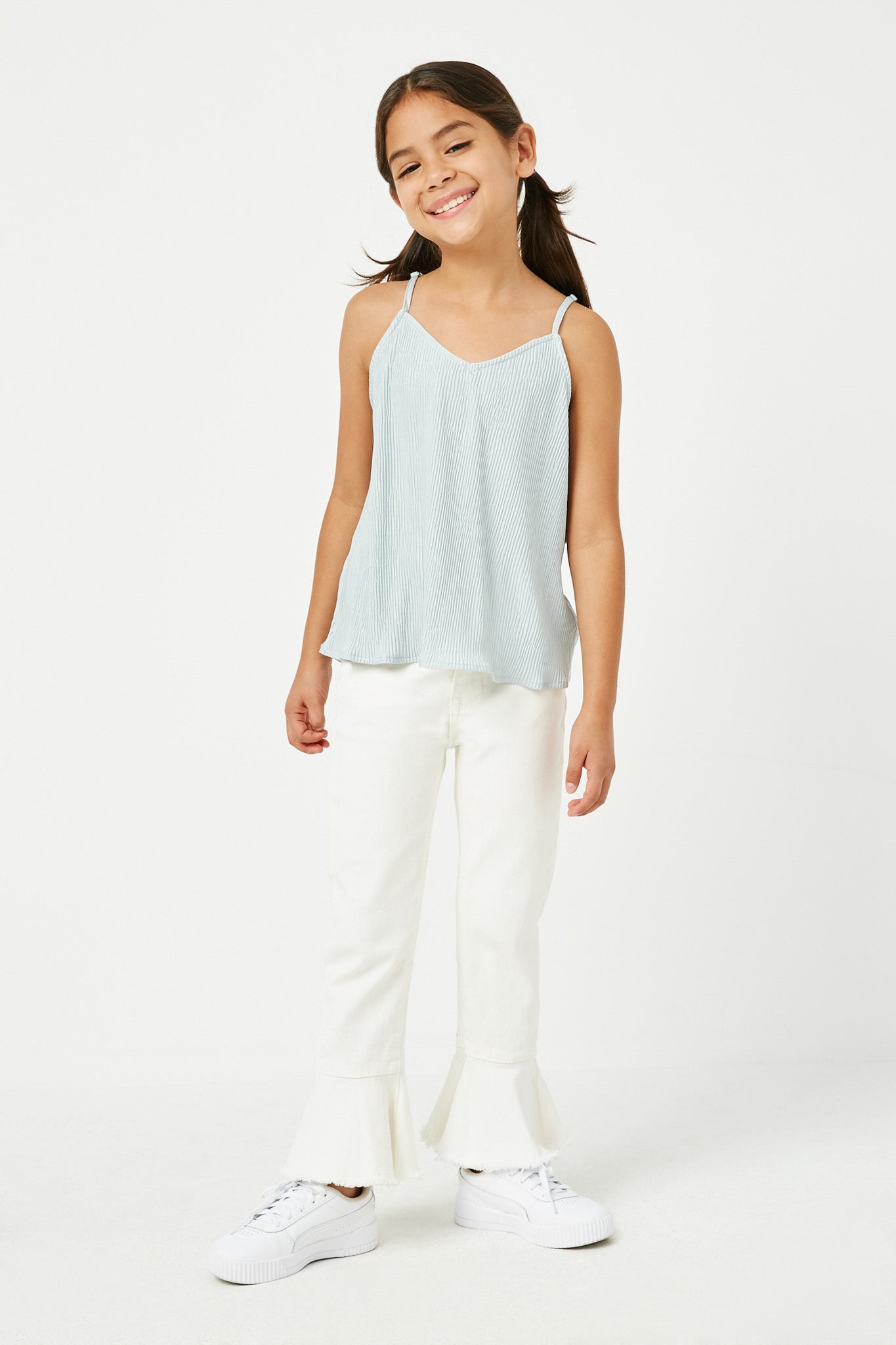 V Neck Wrinkle Pleat Cami Top for Women - Soft Stretchy Sleeveless Tank Tops - Perfect for Layering, Office Wear & Casual Outfits
