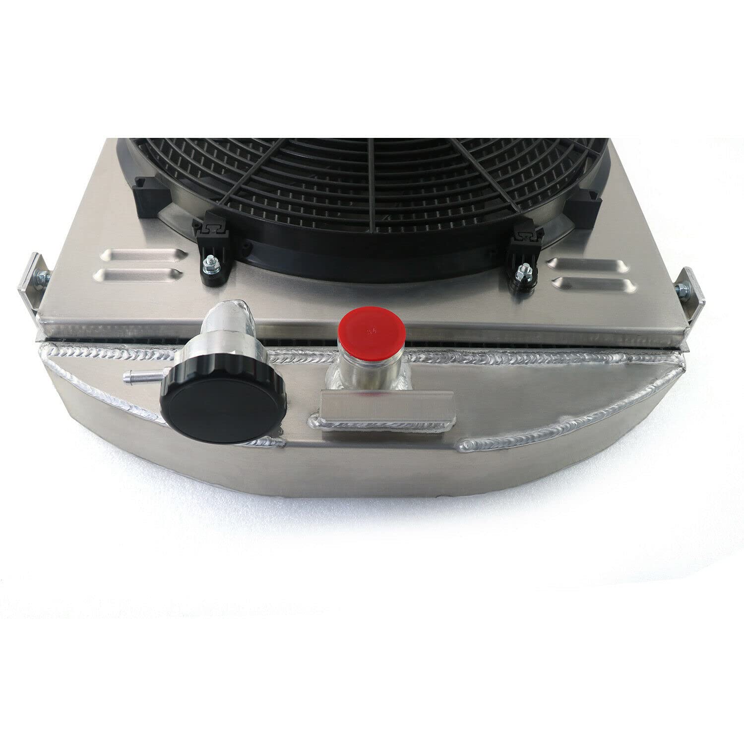 4 Row Aluminum Radiator for 1932-1934 Ford Model A & Chevy V8 Engine - Full Aluminum Cooling System with Shroud Fan & Relay Kits - Perfect for Hot Rod, Classic Car Restoration & Performance Upgrades
