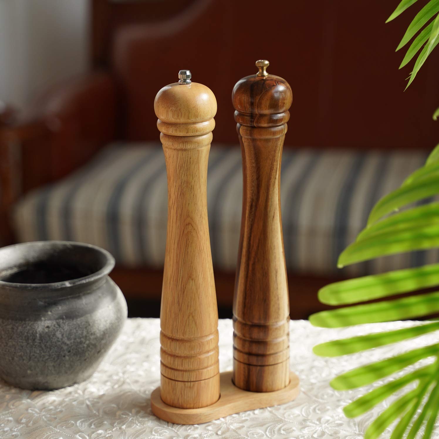 Premium Rubber Wood Salt and Pepper Mill Tray - 5.5cm/2.17