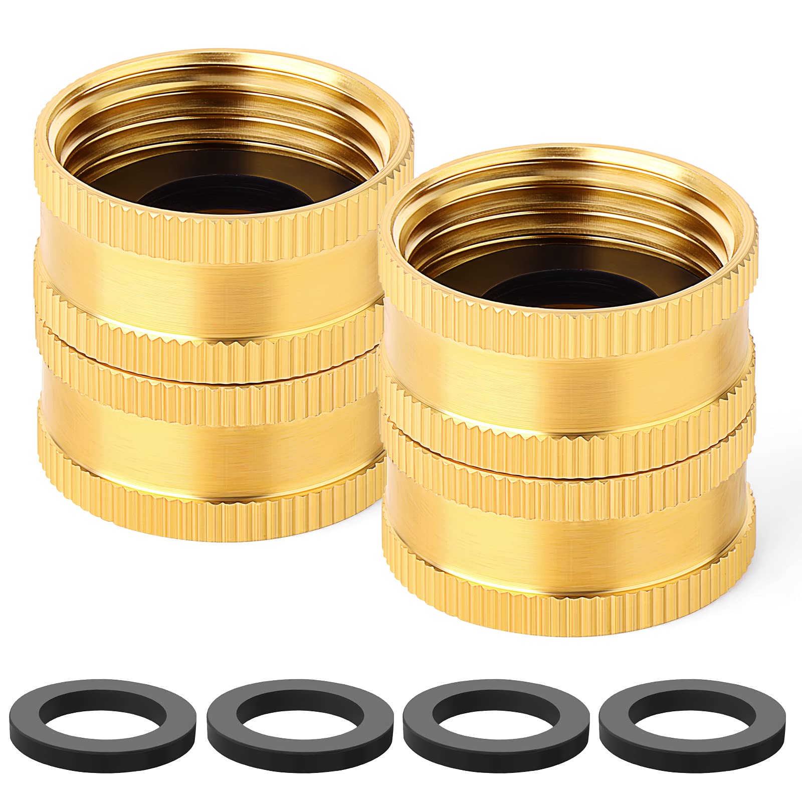 TAISHER 2 Pack 3/4 Inch Brass Female GHT Hose Connectors - Double Female Swivel Garden Hose Adapter Fittings for Outdoor Watering, Irrigation & Washing - Perfect for Garden, Lawn, Car Wash & Home Use