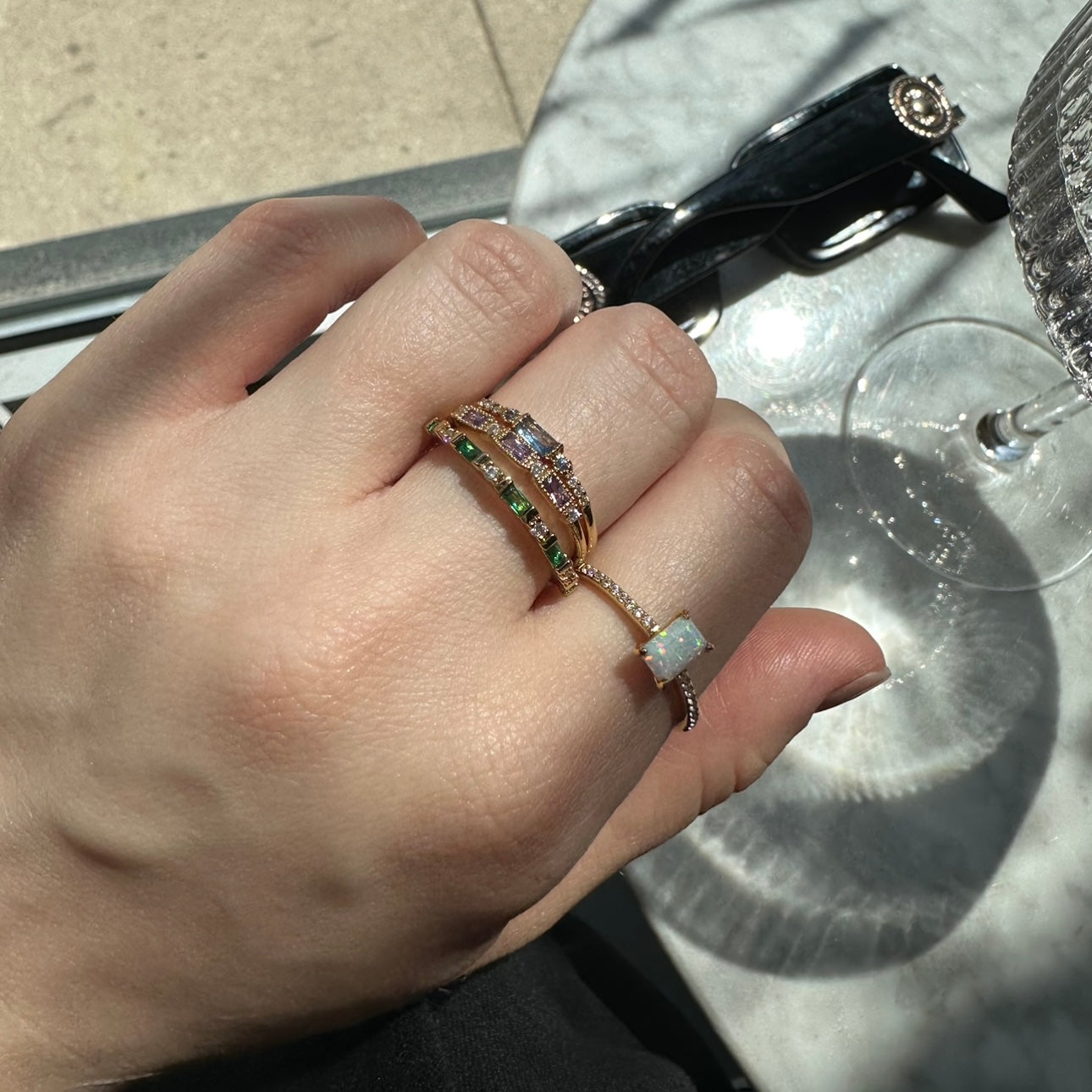Hopeful Opal Baguette Ring - Elegant Sterling Silver Jewelry for Women | Perfect for Weddings, Anniversaries & Special Occasions