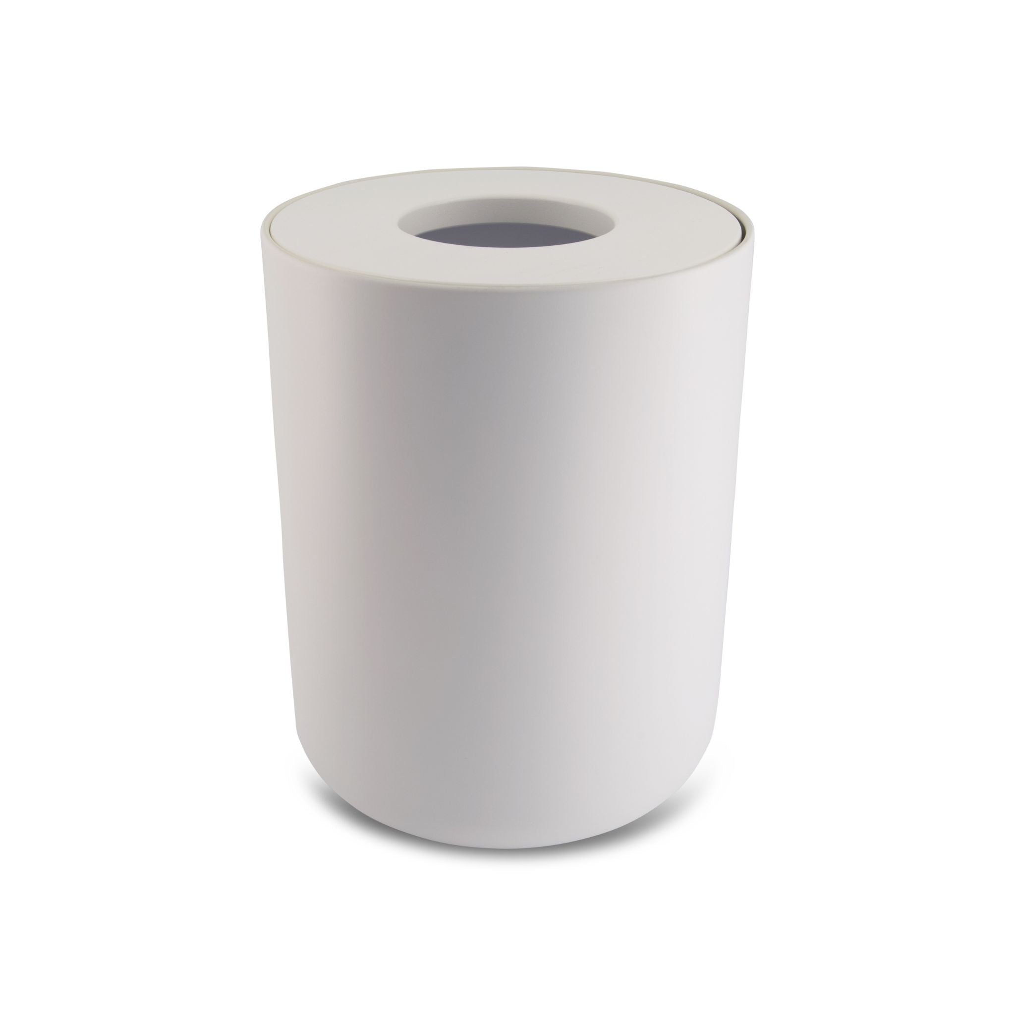 DESIGNSTUFF Round Trash Can - White, 10 Gallon Small Wastebasket for Bathroom, Bedroom, Office & Kitchen | Durable Plastic Bin with Lid