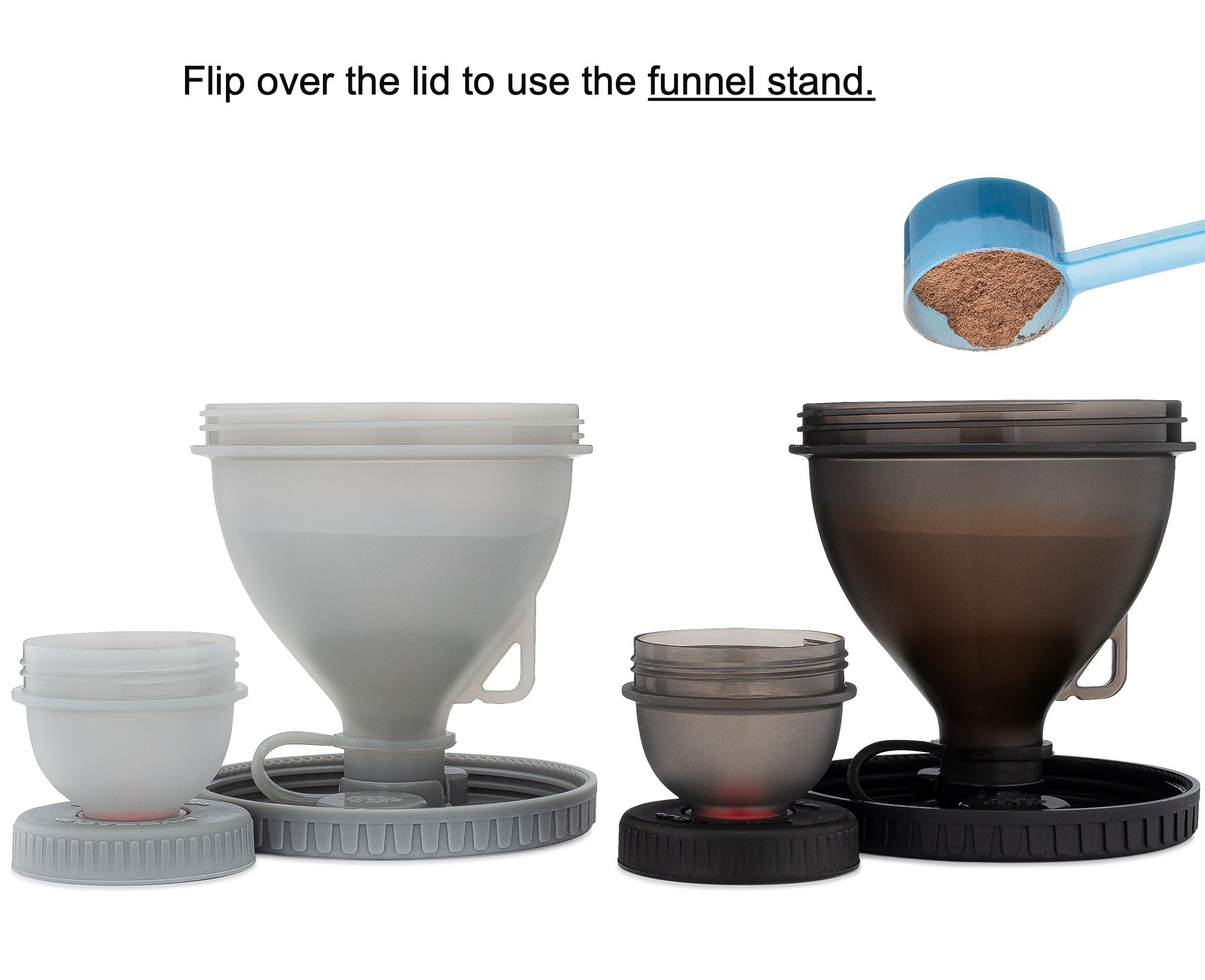 6-Piece Portable Funnel System for Protein Shakers & Water Bottles - Large/Small Detachable Funnels with Pill Organizer | Perfect for Gym, Travel & Daily Supplement Storage by Hydra Cup ProStand