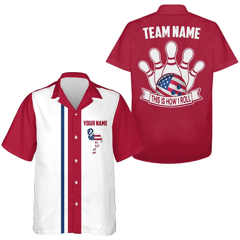 Custom Skull Bowling Hawaiian Shirt with Name & Team Logo - Blue Skeleton Design for Bowling Teams | Perfect for League Nights & Themed Parties