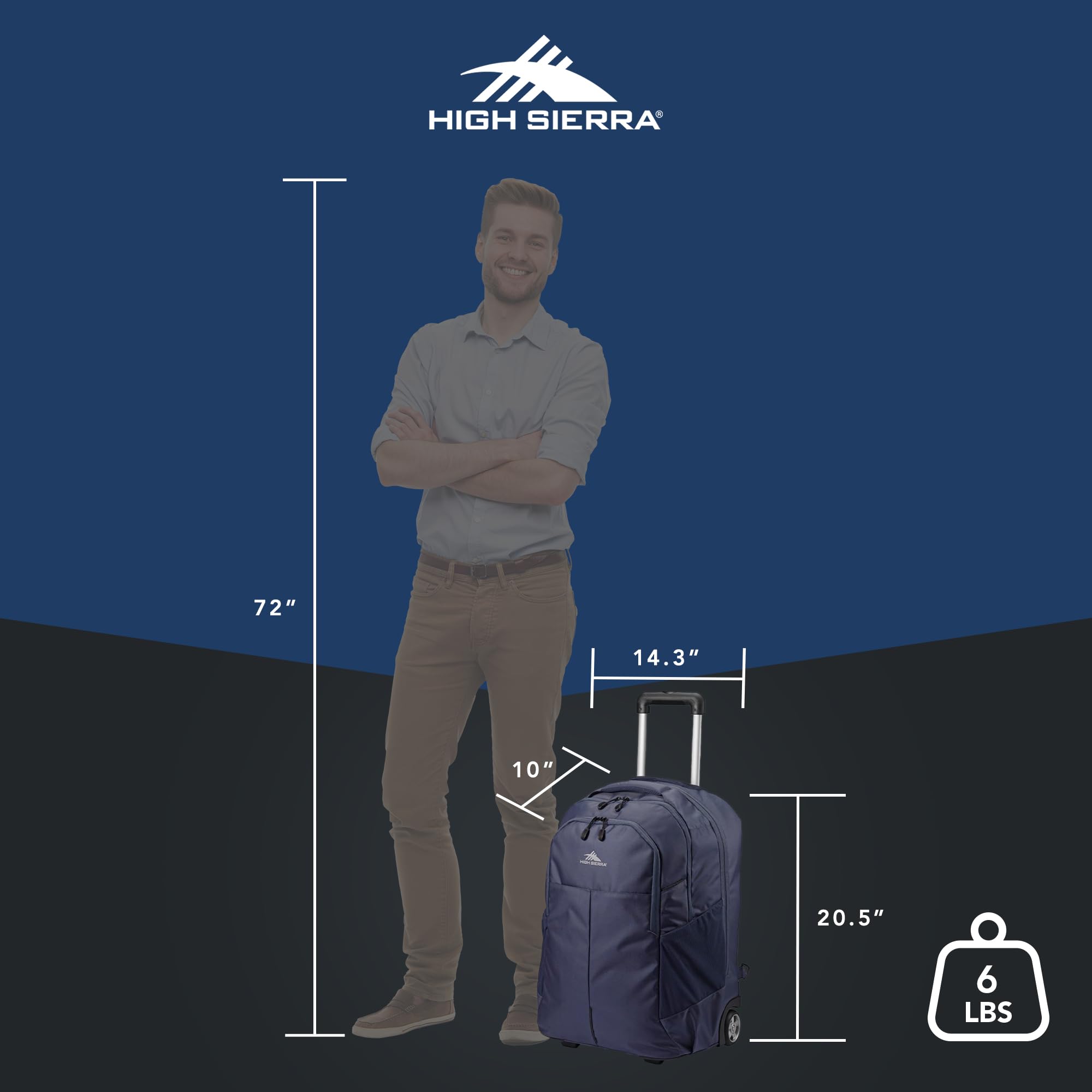 High Sierra Powerglide Pro Wheeled Backpack - 40L Rolling Laptop Bag for Travel & Business, Fits 15.6