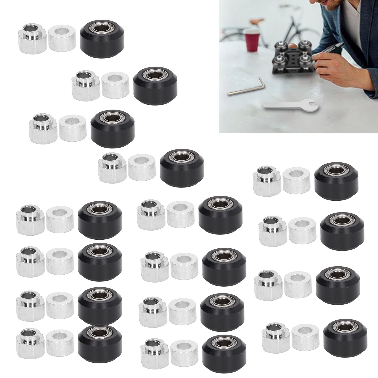 High-Quality 3D Printer POM Pulley Wheel Set with Rubber Bearing & Eccentric Spacer - Durable Round Column for Smooth 3D Printing (Black) - Perfect for DIY 3D Printer Maintenance & Upgrades